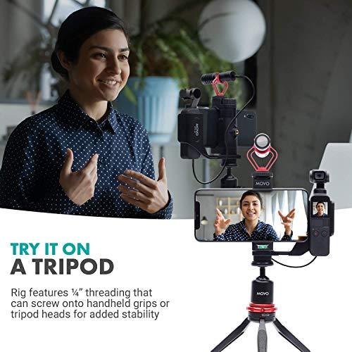 Movo Movo OPR-50 Smartphone Video Rig Compatible with DJI OSMO Pocket 1, 2 - Includes Mount and 2X Shoe Mount for Microphone, Light, and More - Phone Stabilizer for Video Recording