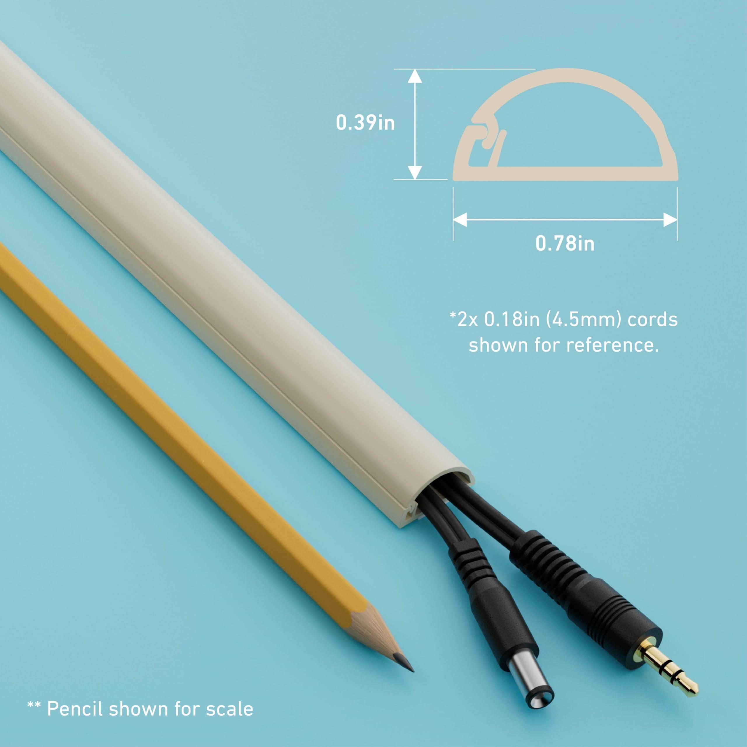 D-Line D-Line 157in Cord Hider Kit, Patented Cable Cover, Hide Wires on Wall, Channel for TV Mount Cords, Raceway Wire Hiders, Paintable, Adhesive, Half Round, 10x 0.78in W x 0.39in H x 15.7in L, Beige