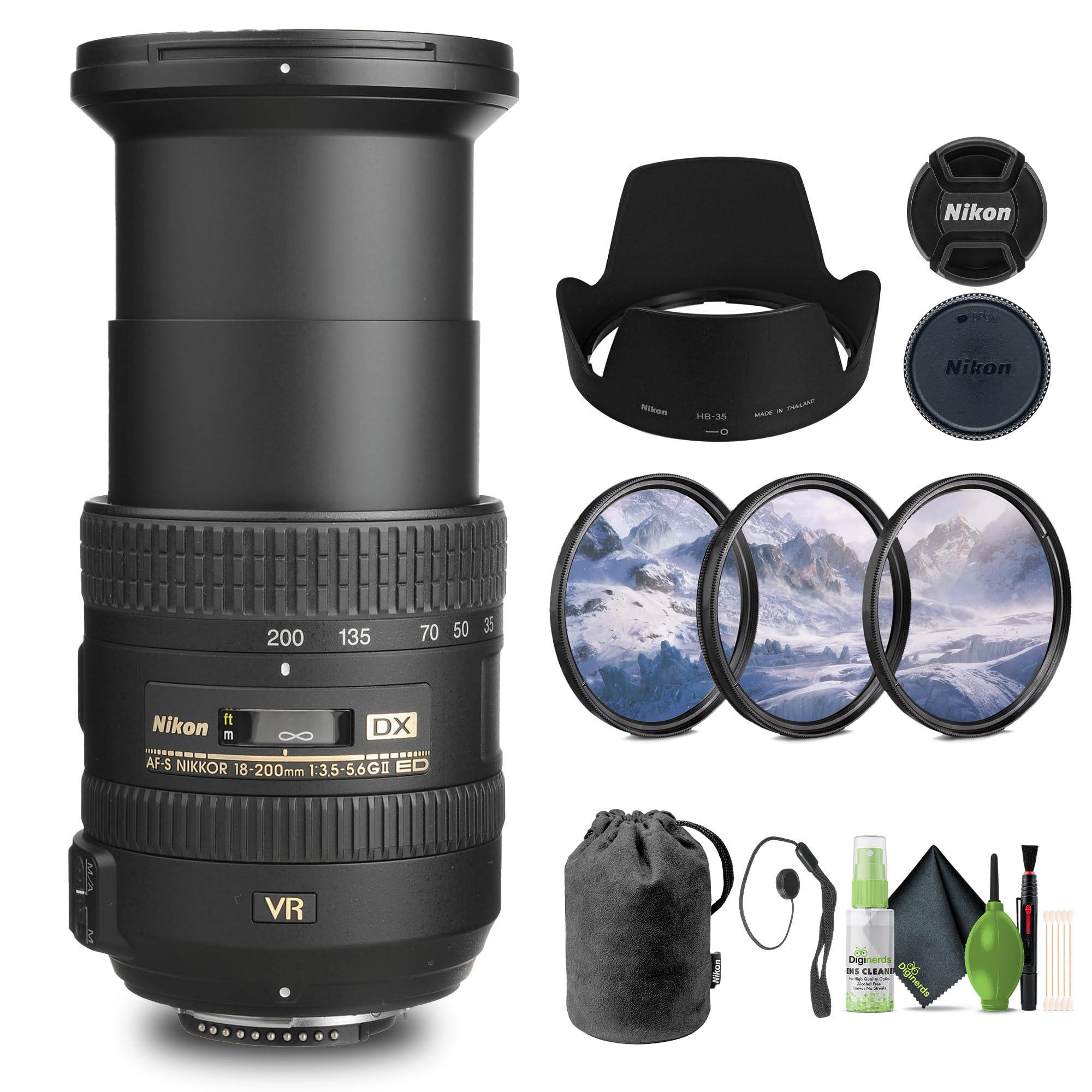 Nikon Nikon AF-S DX NIKKOR 18-200mm f/3.5-5.6G ED VR II Lens (2192) + Filter Kit + Cap Keeper + Cleaning Kit