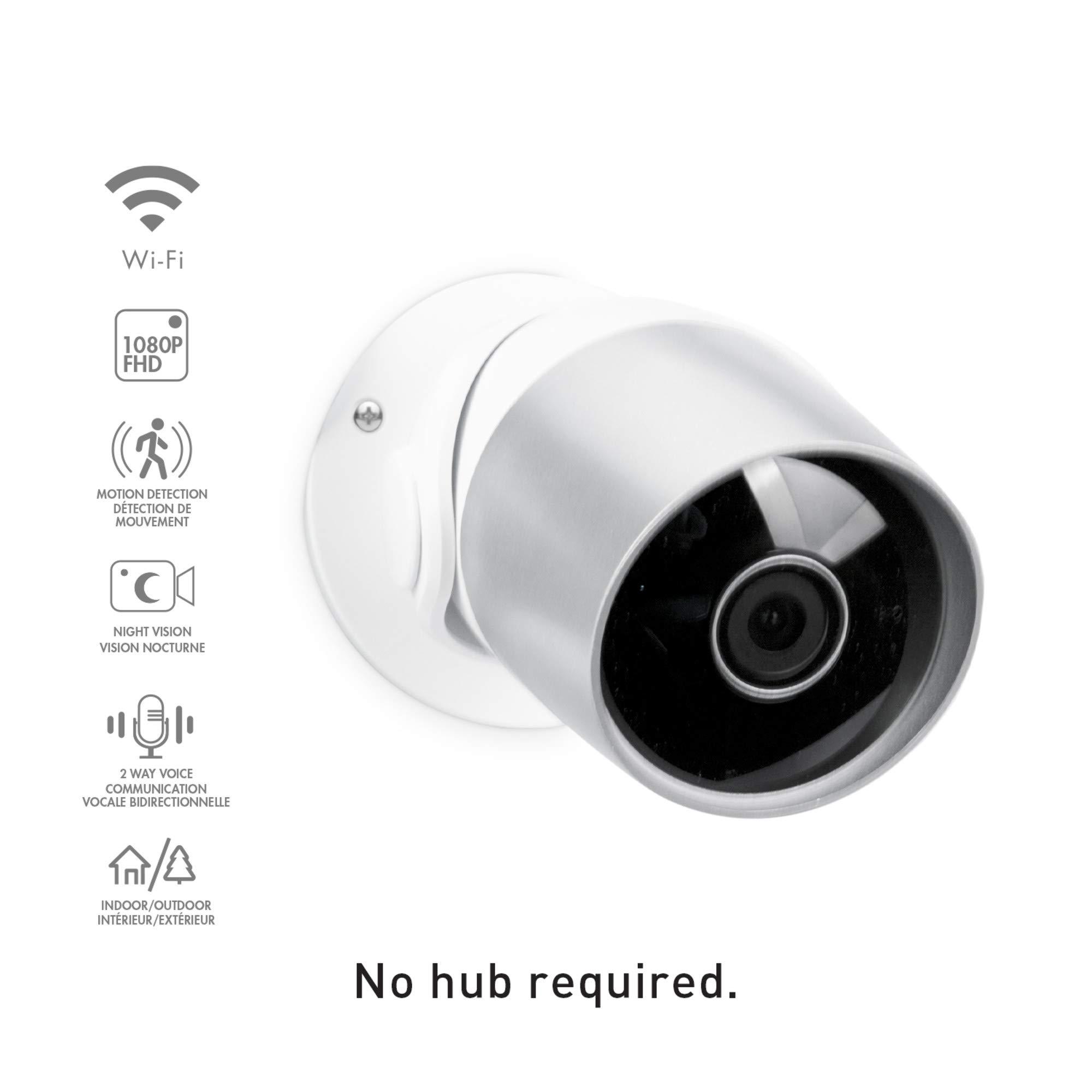 Globe Electric Globe Electric Wi-Fi Smart Indoor/Outdoor Security Camera, No Hub Required, Voice Activated, 1080p, Motion Detection, 2-Way Voice, Night Vision, Silver and White,50108