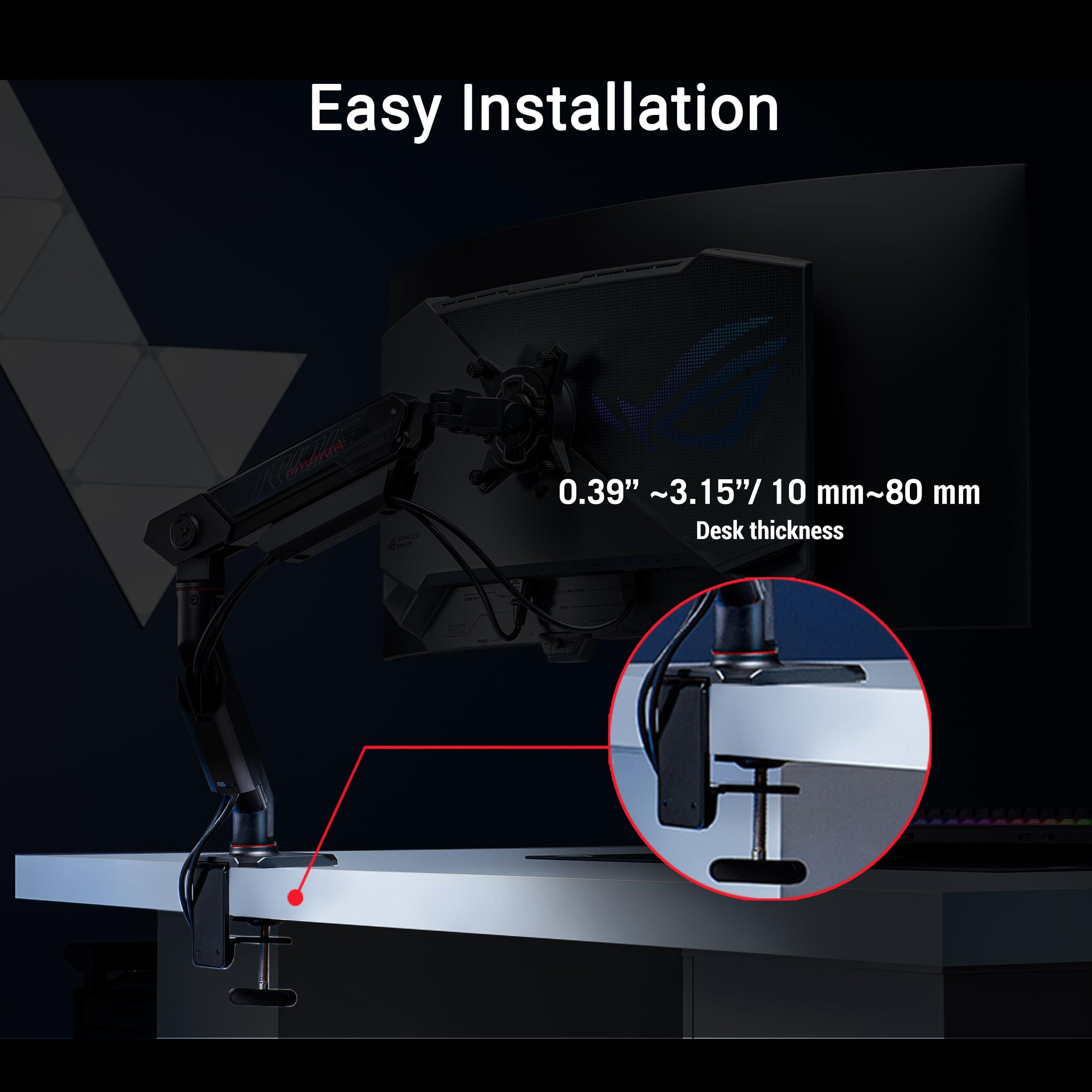 ASUS ASUS ROG Ergo Monitor Arm (AAS01) - Monitor Mount with Cable Management, Ergonomic, Pivot, Swivel, Height Fully Adjustable, Clean Desk Setup, up to 39 inches*,23lbs*, VESA 100x100, Mechanical Spring