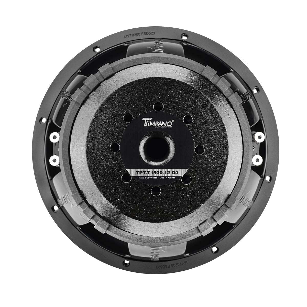 Timpano TIMPANO 12 Inch Subwoofer D4 1600 Watts Max Power Dual 4 Ohm, Subwoofer Car Audio 12 Inch 16 mm Xmax, TPT-T1500-12 D4, 2.6 In Voice Coil Double Stacked Magnet Sub woofer for Car Audio Systems (Single)
