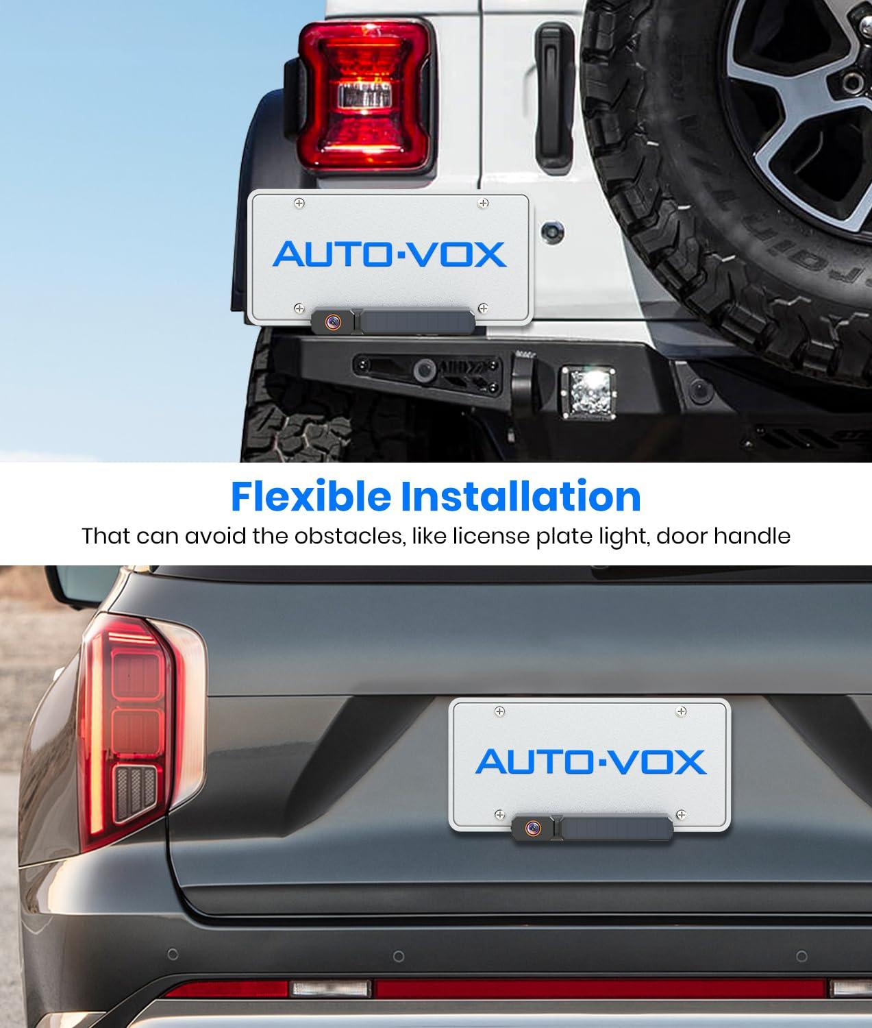 AUTO-VOX AUTO-VOX Solar Wireless Backup Camera with 5" 1080P Monitor: 5000mAh Battery 2 Mins DIY Installation & 2 Split Screen Back Up Camera, IP69K Waterproof Reverse Camera for Car, Van, SUV, Truck, Trailer