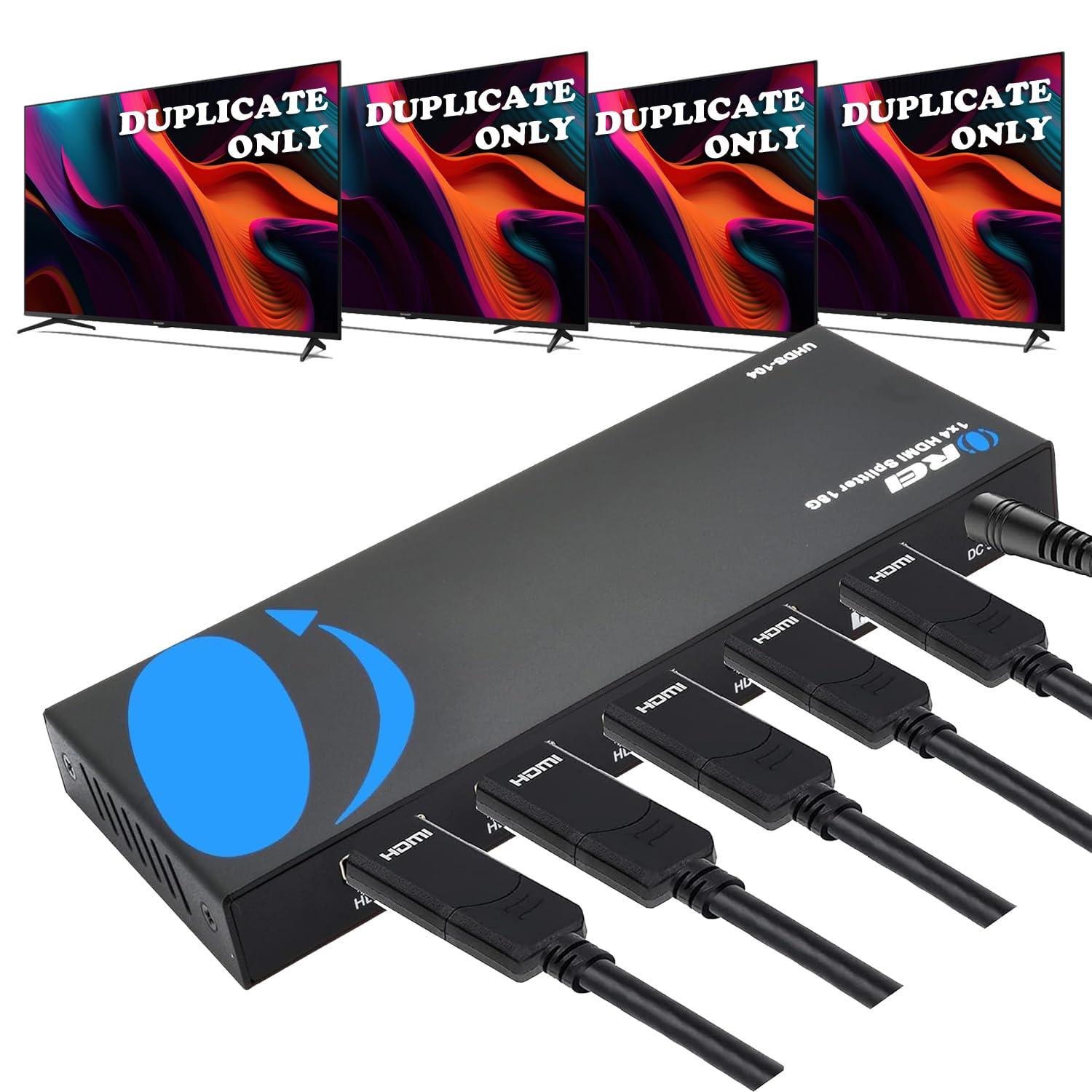 OREI Orei UltraHD 4K @ 60 Hz 1 X 4 HDMI Splitter 1 in 4 Out 4 Port 4: 8-Bit - HDMI 2.0, HDCP 2.0, 18 Gbps, EDID, Duplicate / Mirror 4K Screens - UHDS-104