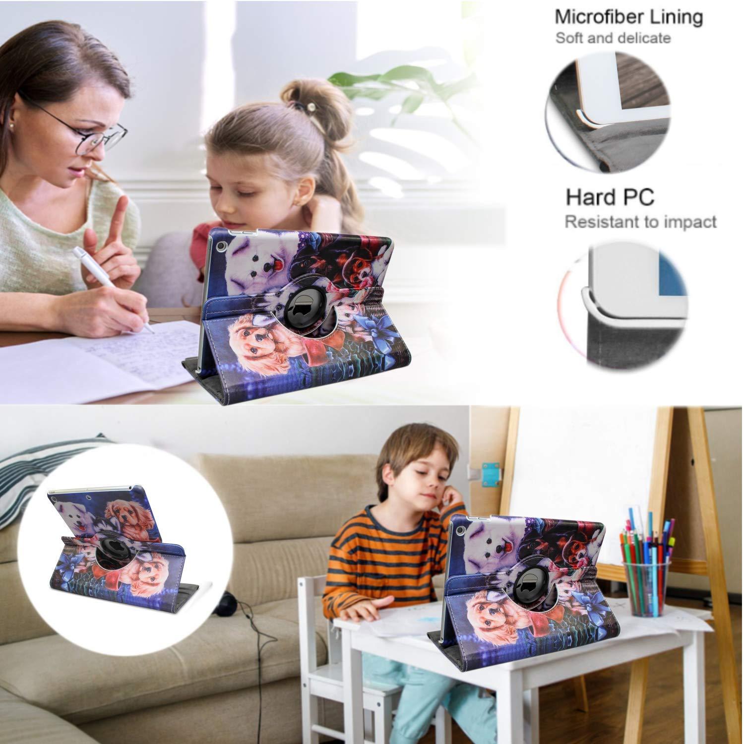 Trendmart Case for ipad pro 12.9 inch 2nd & 1st Generation Old Model 2017/2015 MP6G2LL/A MQDA2LL/A MPLL2LL/A ML0F2LL/A ML3K2LL/A ML0N2LL/A ML0R2LL/A with Rotating Stand Auto Sleep/Wake ((Dog)