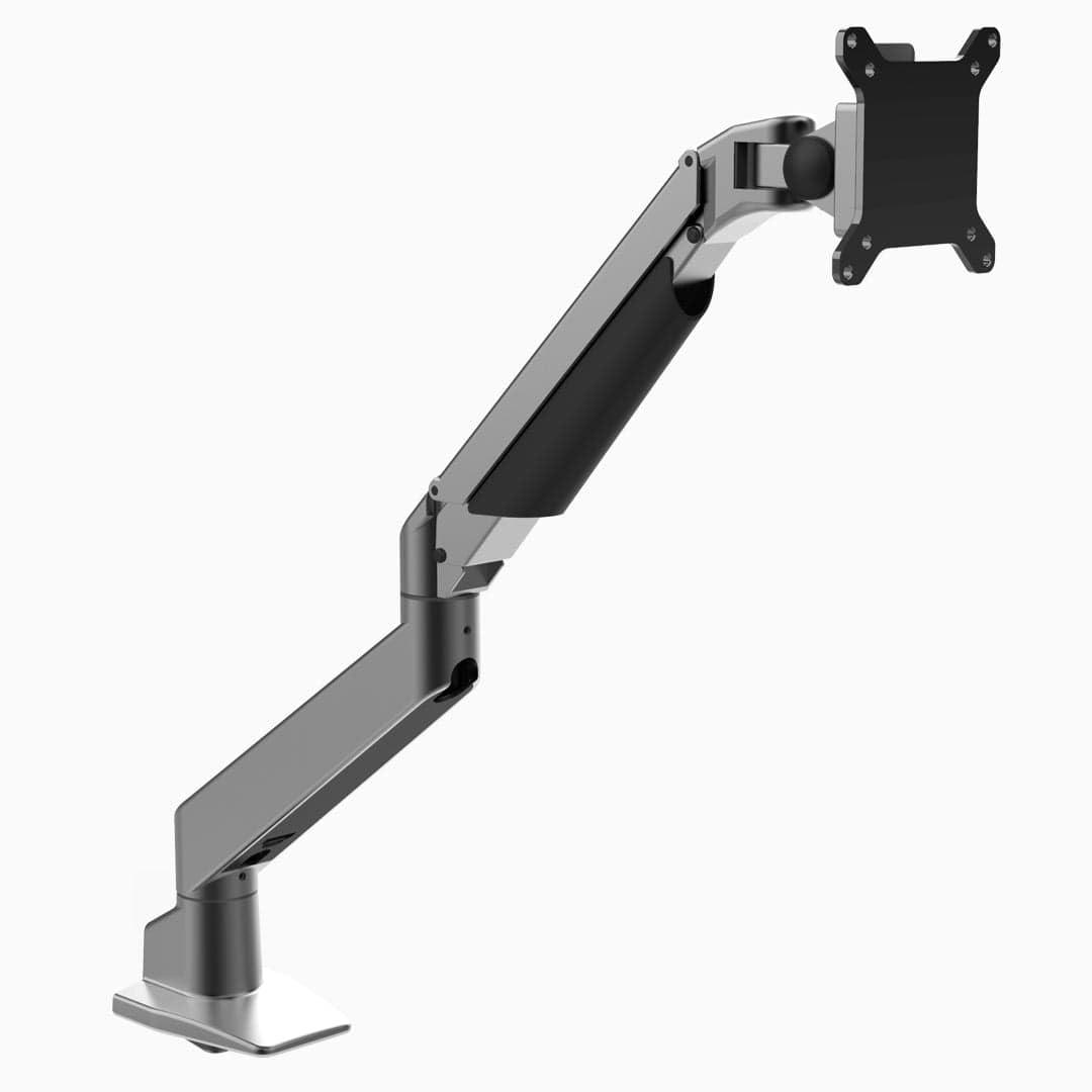 Desky Desky Heavy Duty Single Monitor Arm (24lbs+) Ergonomic Gas Spring Desk Mount, Fits 3843" Ultrawide Screens, VESA 75x75/100x100, Clamp/Grommet Base Black