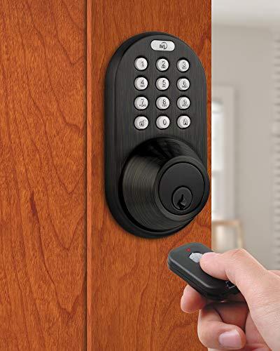 MiLocks MiLocks XF-02OB Digital Deadbolt Door Lock with Keyless Entry via Remote Control and Keypad Code for Exterior Doors