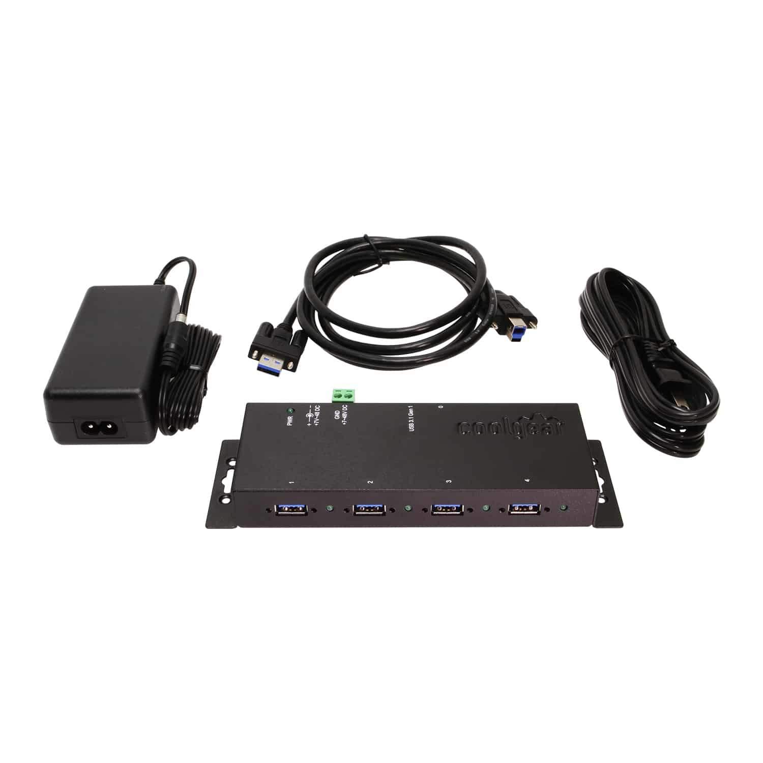 Coolgear Coolgear USB 3.2 G1 4-Port Industrial Hub w/Power Supply, GL 3520 Chipset
