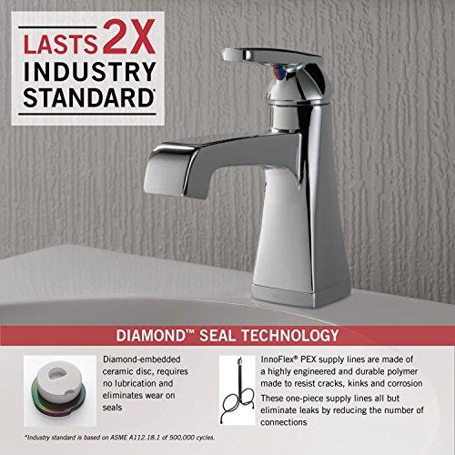 DELTA FAUCET Delta Faucet Ashlyn Single Hole Bathroom Faucet, Single Handle Bathroom Faucet Chrome, Bathroom Sink Faucet, Diamond Seal Technology, Drain Assembly, Chrome 564-MPU-DST