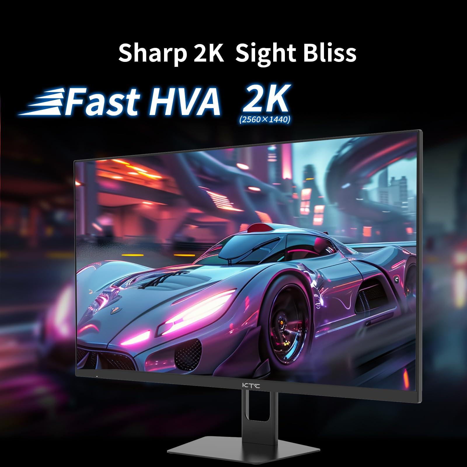 KTC KTC 27'' 240hz Gaming Monitor 1440p(2560 1440) 144Hz 1ms Fast HVA HDR400 130% sRGB HDMI & DisplayPort AdaptiveSync VESA Tilt Eye Care