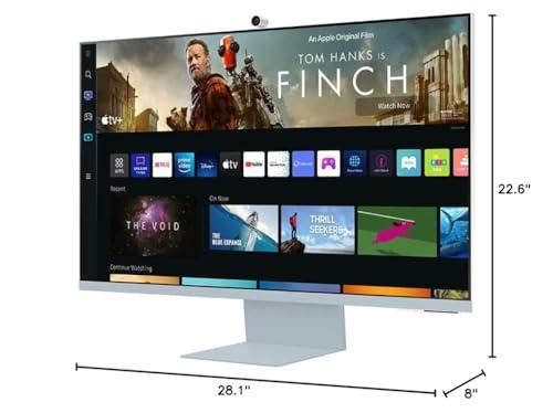 SAMSUNG Samsung M8 Series 32-Inch 4K UHD Smart Monitor & Streaming TV with Slim-fit Webcam for PC-less Experience, Netflix, HBO, Prime VOD, & more, Apple Airplay, WiFI, BT, Built-in Speakers, 2022, Blue
