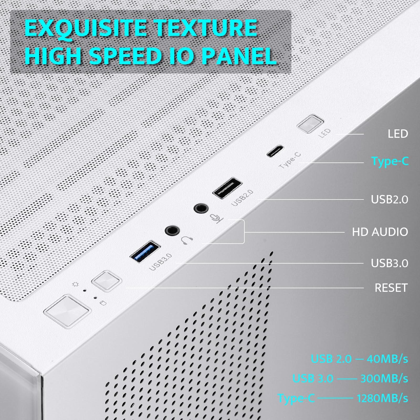 darkFlash darkFlash ATX Mid-Tower PC Case, Pre-Install 4 PWM ARGB Fans Computer Case, Full View Dual Tempered Glass Gaming PC Case, Type C Port, Supports up to 360mm Water Cooling Radiator,White(DS900)