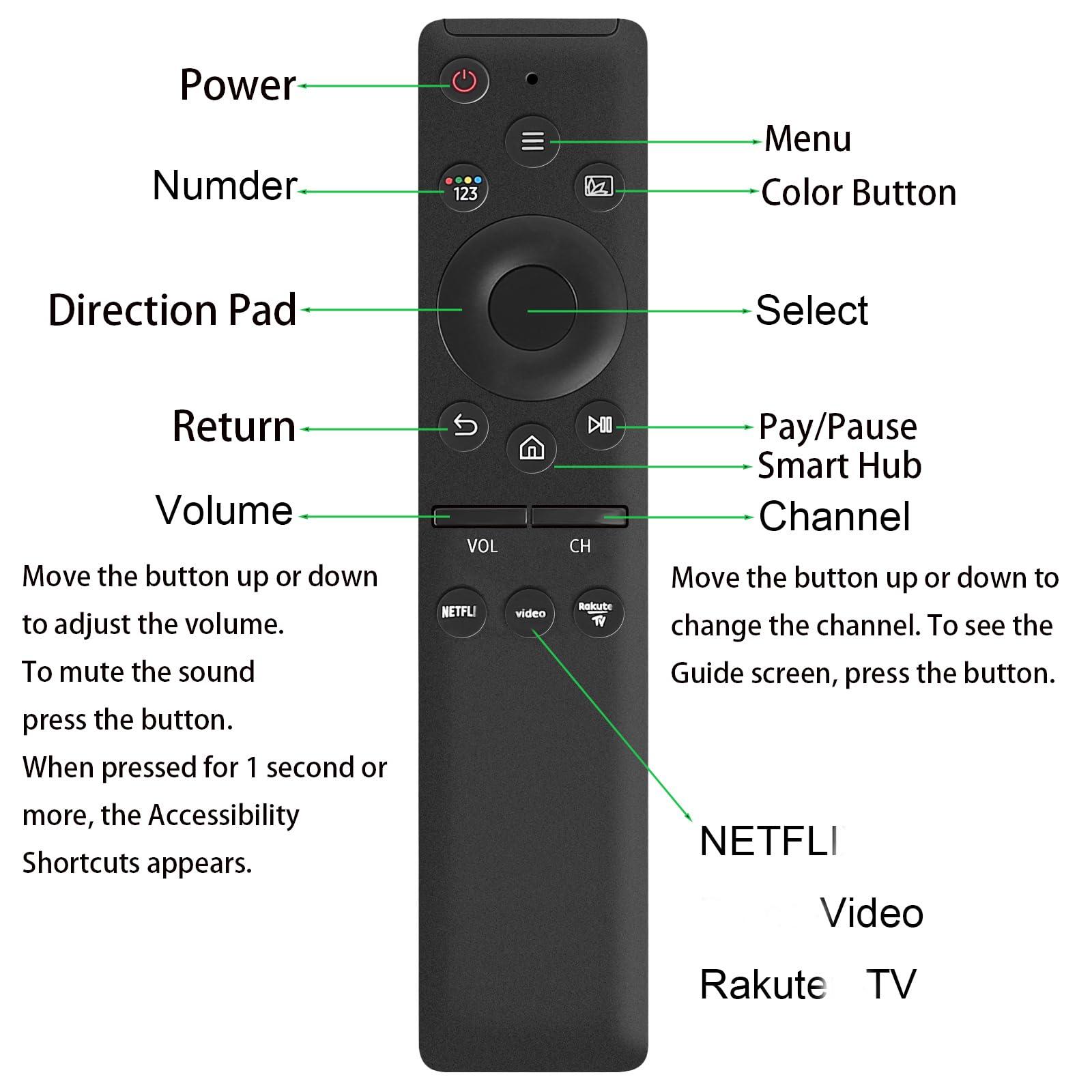EONCHARM EONCHARM Universal Remote Control Compatible for Samsung Smart-TV LCD LED UHD QLED 4K HDR TV Remote, with Netflix and Prime Video Buttons