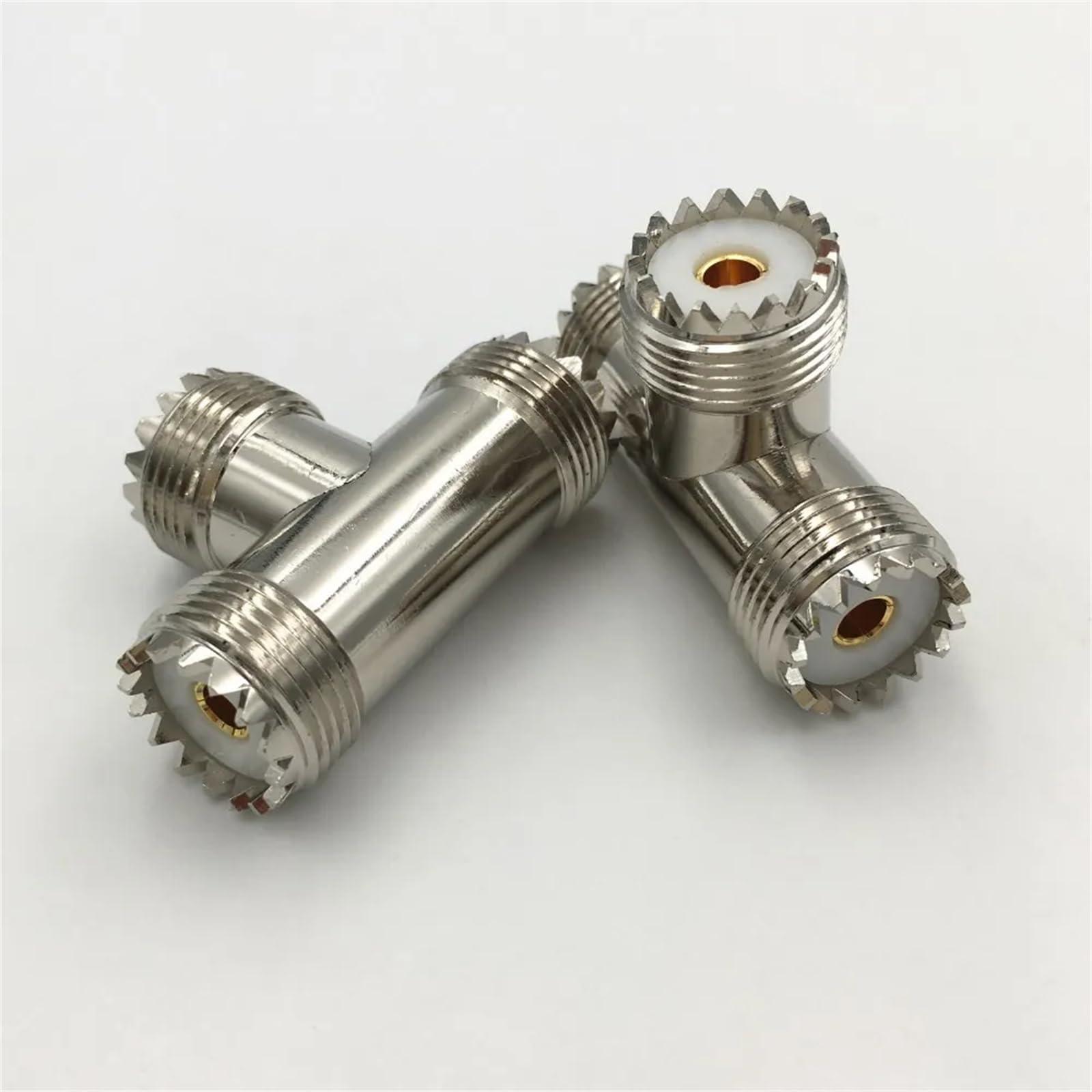 Zeatop Hendar Zeatop Hendar 2Pcs Brass SO239 UHF Female to Double UHF Female Splitter Triple M SO 239 3 Way T Female Coax Coaxial Cable Connector