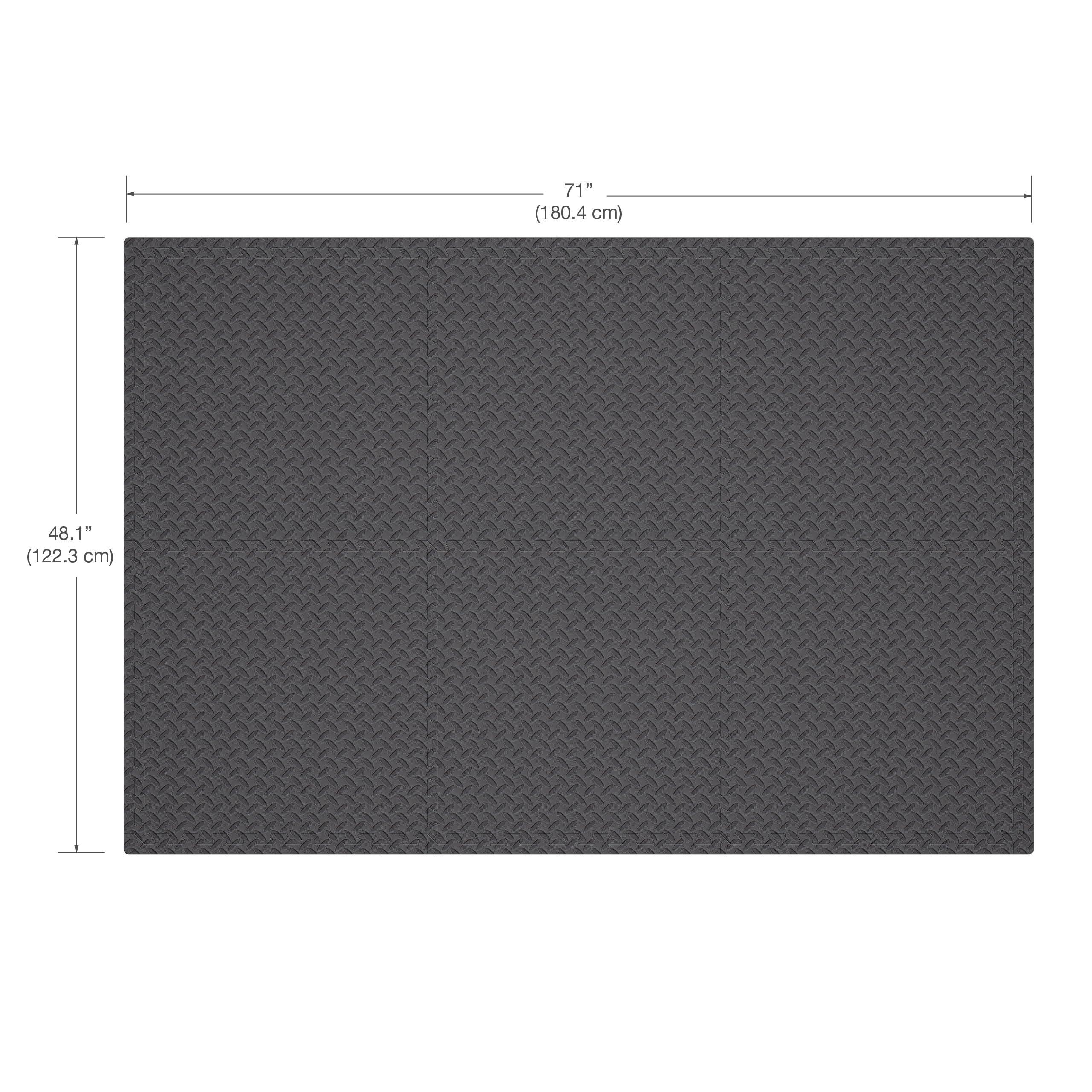 Norsk Norsk Foam Floor Gym Mats with Interlocking Tiles, 47\" Thick, 24\"x24\",6-Pack, 24 Square Feet, Diamond Plate Design, Grey