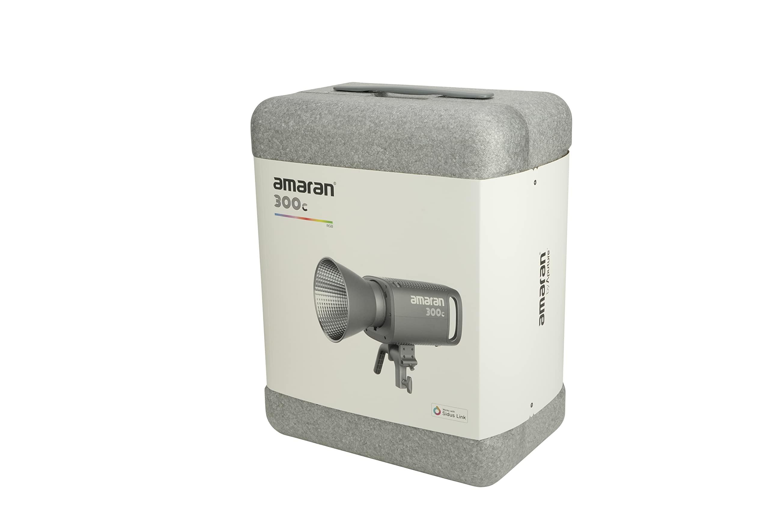 Aputure Aputure Amaran 300c RGBWW 300W COB Video Light Bowen Mount,26,580 lux @1m with Hyper Reflector,2,500K to 7,500K CCT with G/M Adjustment,APP Contorl (Grey)