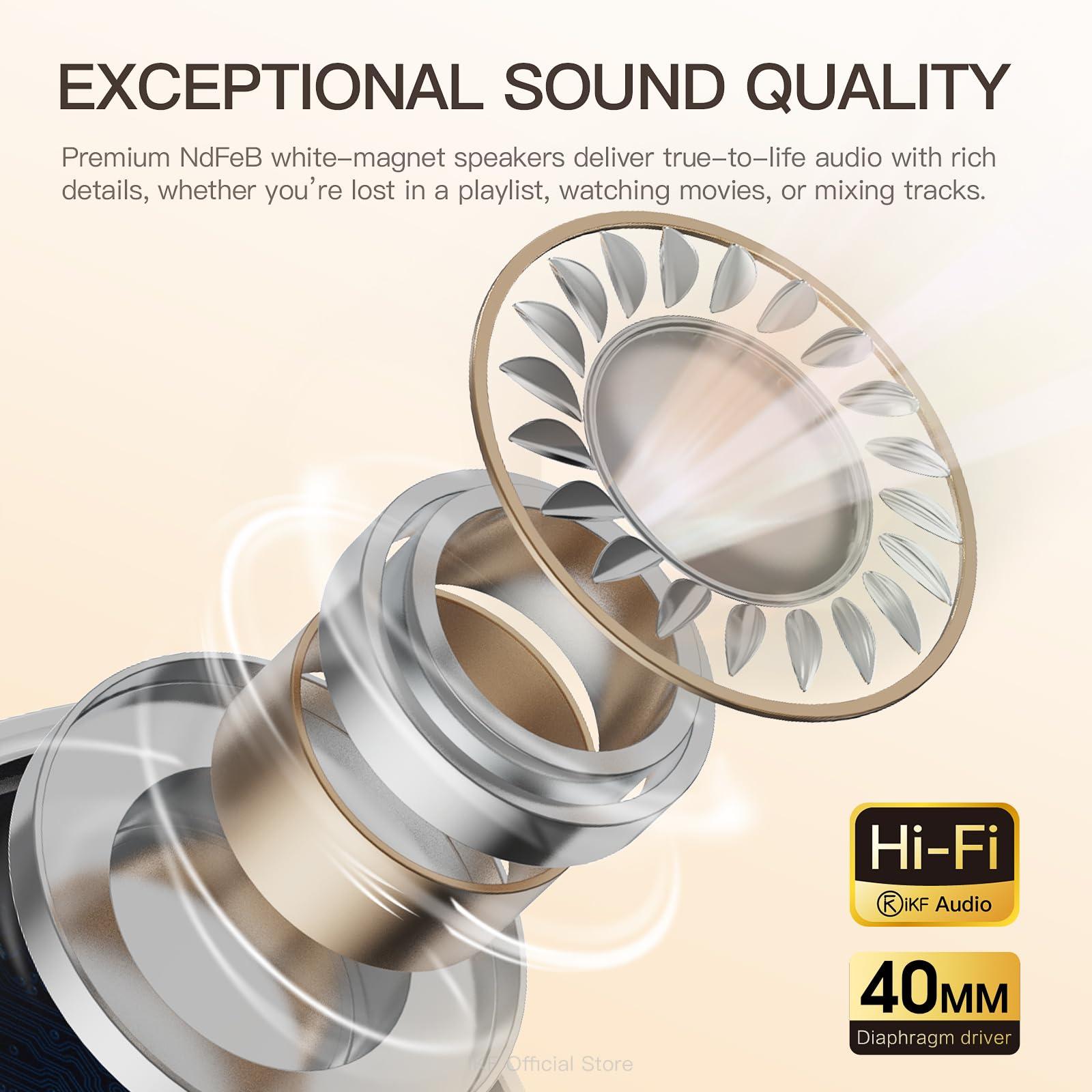 iKF iKF R2 Retro Classic Wireless Headphones,On Ear Headset,Ergonomic Design,40mm Drivers, ENC Clear Call, Bluetooth & Wired Dual Mode, 60H Playback,Throwback 80s 90s,OOTD(Brown)