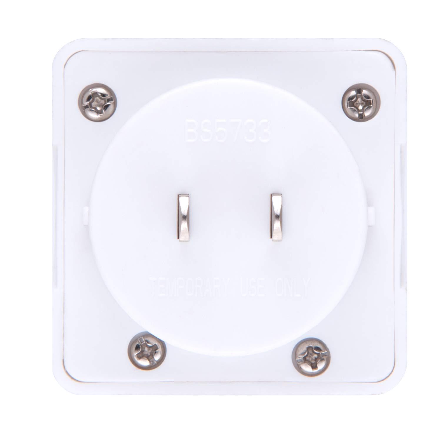 Keple UK to US Adapter England American Socket 3 Pin to 13 Amp 2 Pin Plug Type G to Type A B | International Universal USA Travel Adaptor Adopter | for Mobile Phone Tablet Laptop | 1 x White