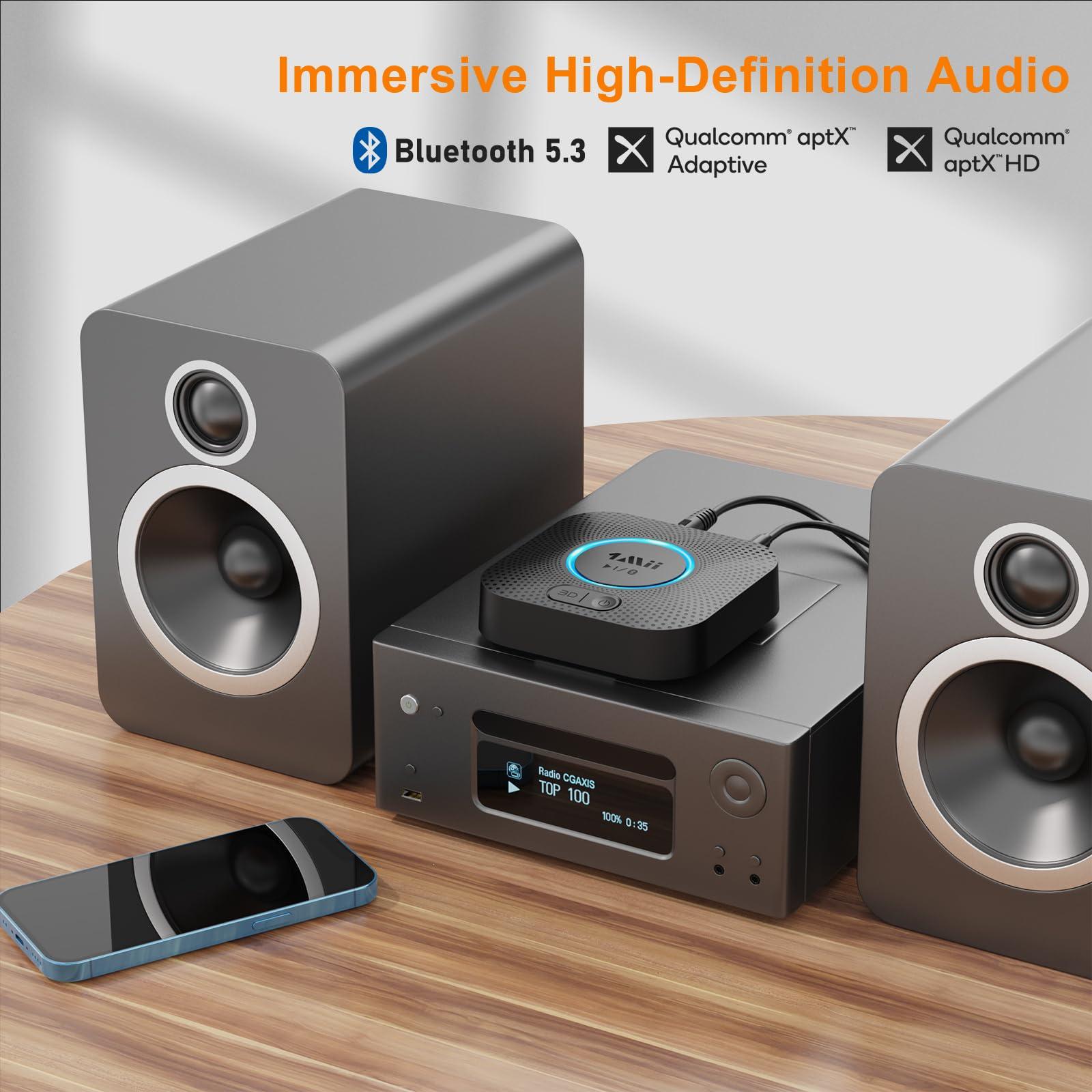 1mii [Upgraded] 1Mii B06 Plus Bluetooth Receiver, HiFi Wireless Audio Adapter, Bluetooth 5.3 Receiver with 3D Surround aptX HD aptX Adaptive for Home Music Streaming Stereo System