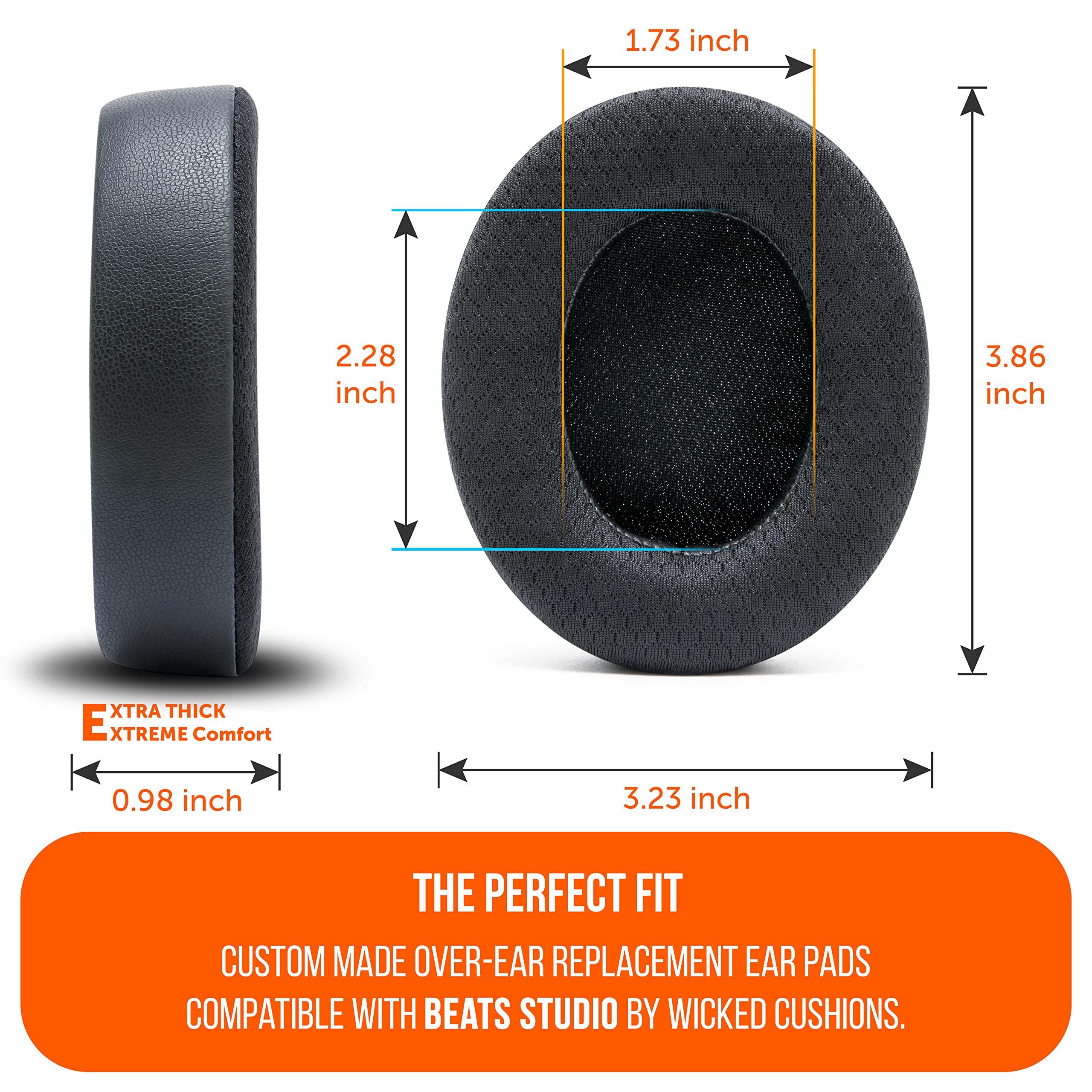 WC WC Freeze Studio - Cooling Gel Ear Pads for Beats Studio 2 & 3 (B0501, B0500) Wired & Wireless | Does NOT Fit Beats Solo | Enhanced Foam, Stronger Adhesive, Cooler for Longer | Black