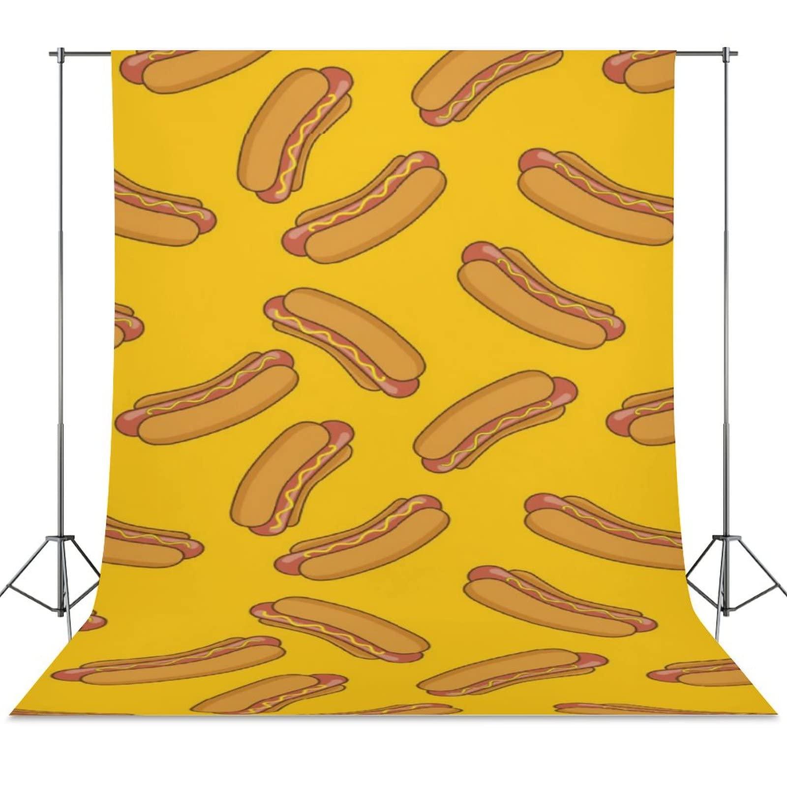 LJFABKY Hot-Dog Print Portrait Background Screen for Photo Backdrop Video Photography Studio(Only Fabric)