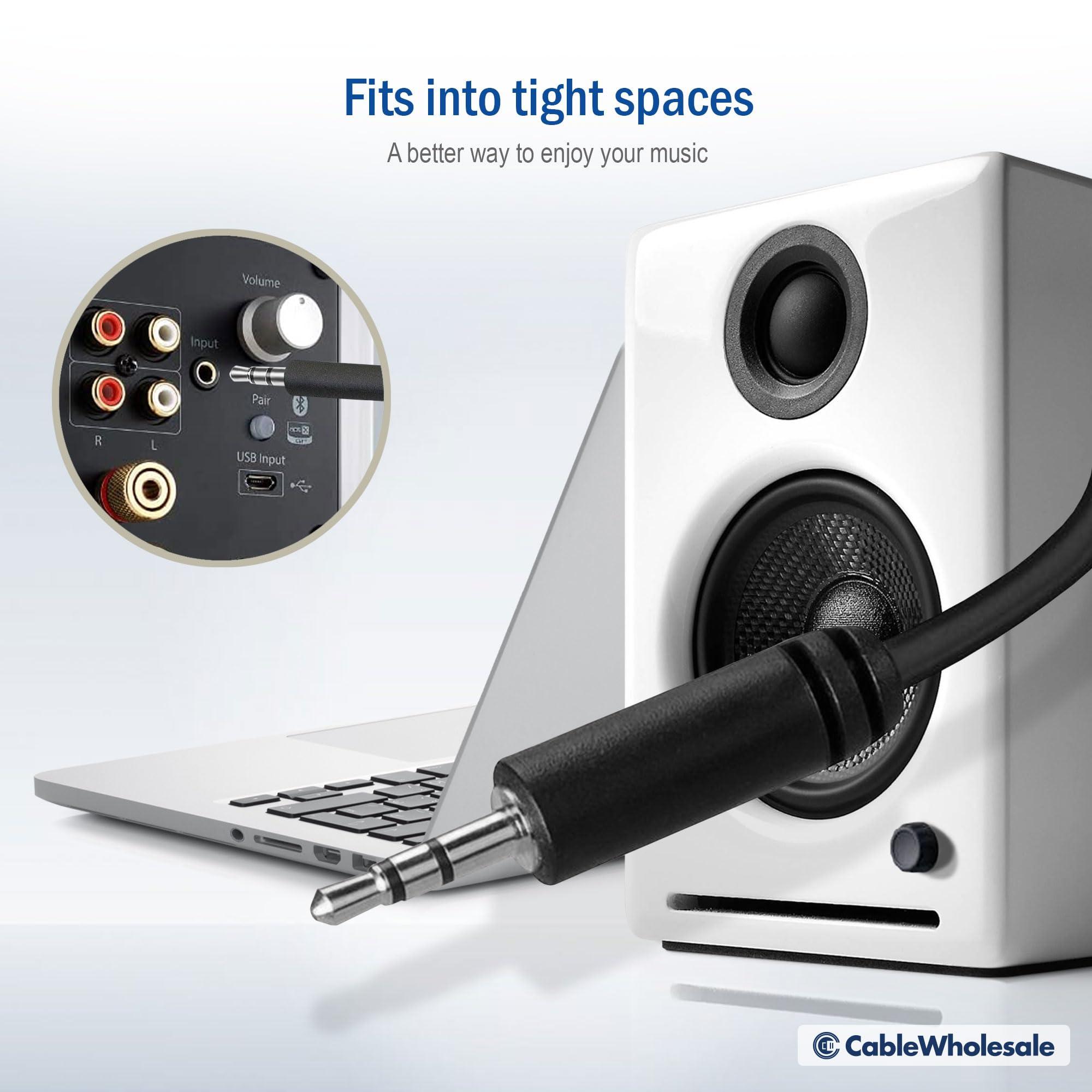 CableWholesale Slim 28 AWG 3.5mm Stereo Male to Male Aux Cable, Black, 25 Feet