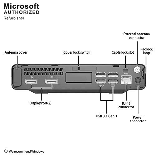 HP HP EliteDesk 800 G3 Desktop Mini Business PC Windows 10 Computer (Intel Core i5-6500T up to 3.1GHz, 8GB DDR4 RAM, 256GB SSD, WiFi, Bluetooth, USB Type-C 3.1, 2 x DisplayPort, Win 10 Pro) (Renewed)