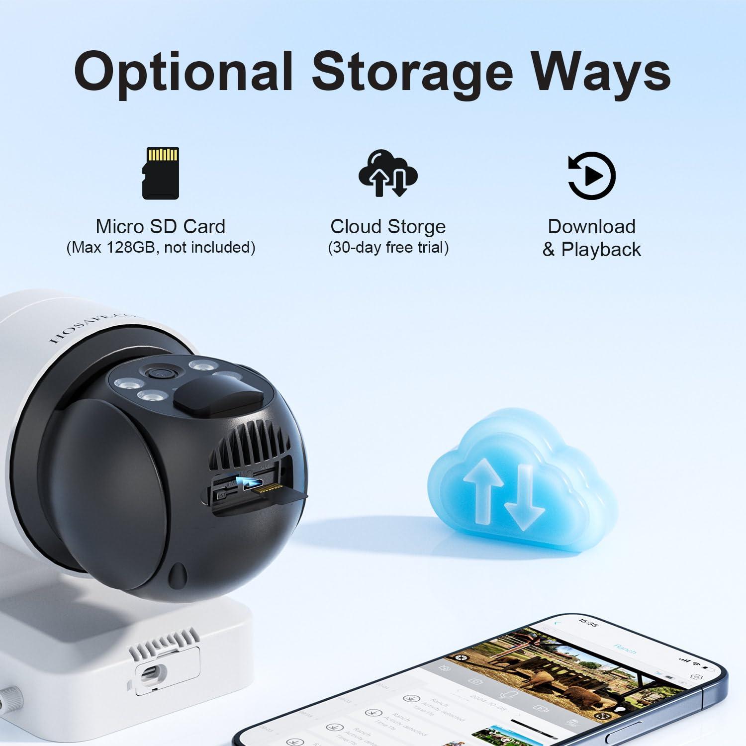 HOSAFE.COM 4G LTE Cellular Security Camera No Internet Needed, No WIFI Security Cameras Wireless Outdoor, Solar Camera With SIM Card, PIR Sensor, 360 PTZ, 2K HD Color Night Vision, 2-Way Talk, IP66 Waterproof