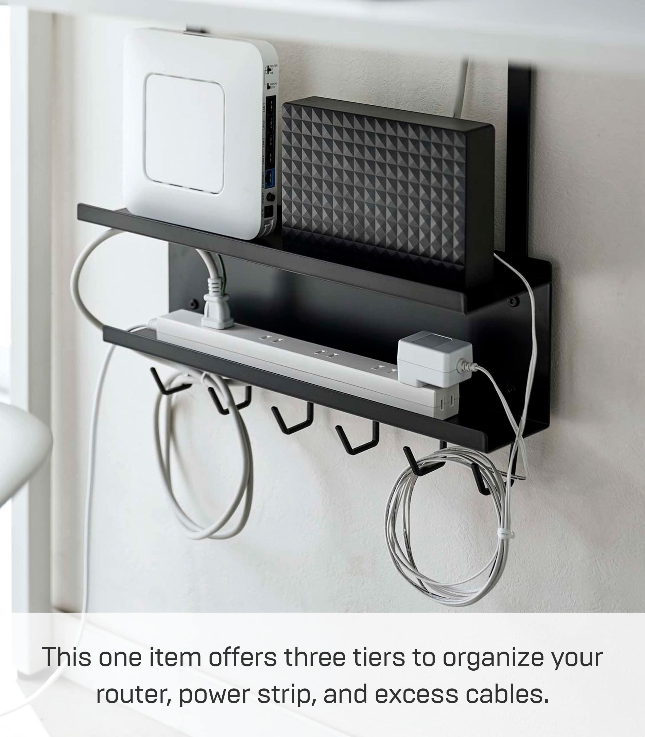 YAMAZAKI Yamazaki Home Smart Under-Desk Cable & Router Storage Rack Organizer Rack for Minamlist Office - Steel