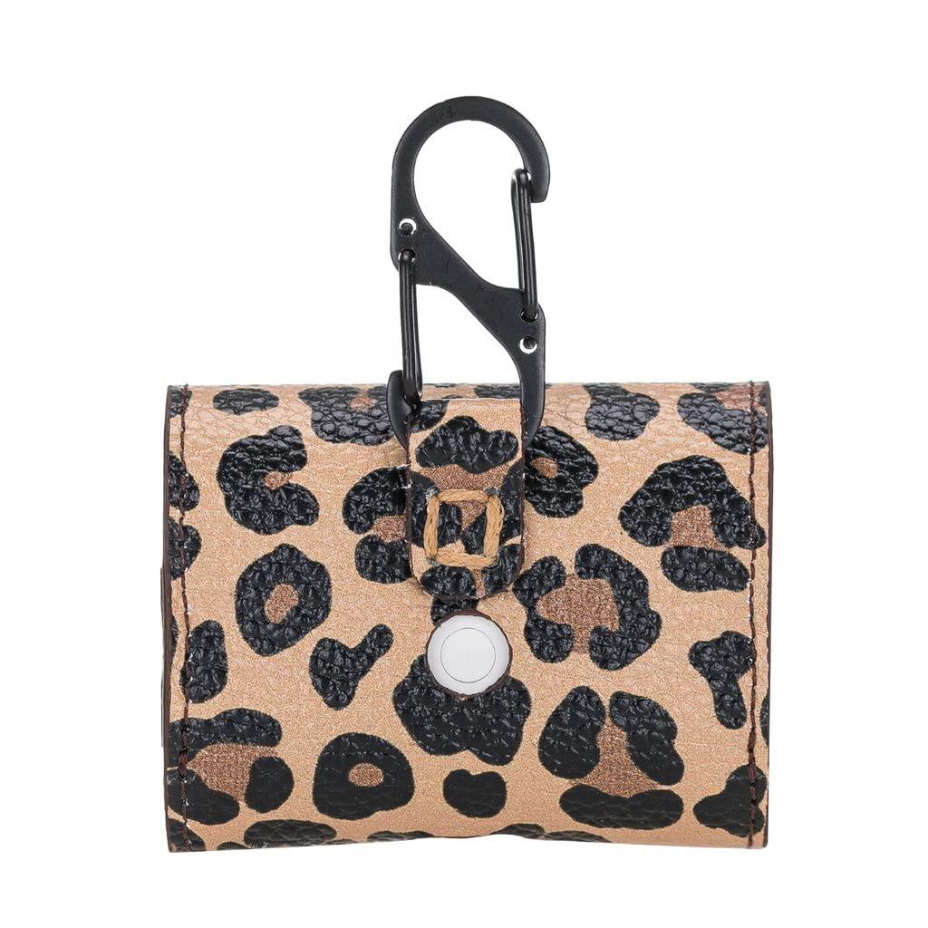 HARDISTON HARDISTON Genuine Leather Handmade Apple AirPods Pro - Soft Case with Keychain Clip - Support Wireless Chargers - Compatible with AirPods Pro (Leopard)