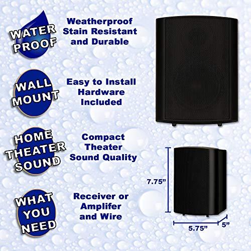 Theater Solutions Theater Solutions TS425ODB Indoor or Outdoor Speakers Weatherproof Mountable Black 5 Pair Pack