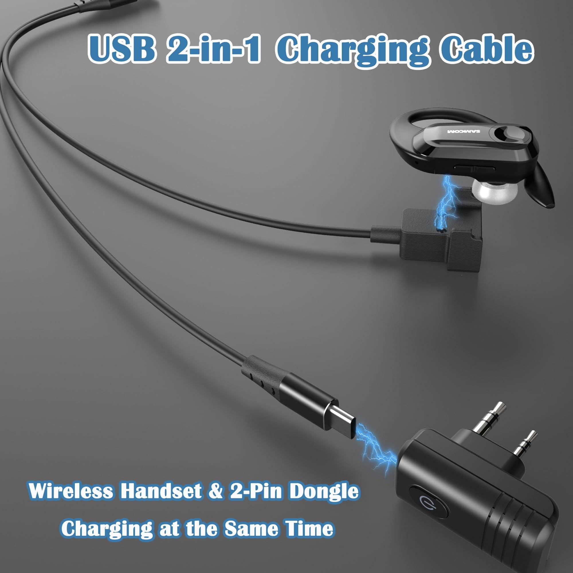 SAMCOM SAMCOM 3 Pack FPCN10A Two-Way Radios with 3 Pcs Wireless Earpiece with Mic for Walkie Talkies Long Range