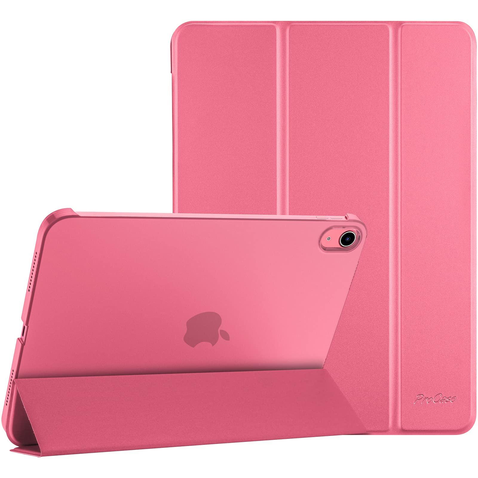 ProCase ProCase for iPad 10th Generation Case 10.9 Inch 2022(Pink) Bundle with 1+3 Pack Tempered Screen Protector for iPad 10th Generation with Camera Lens Protector