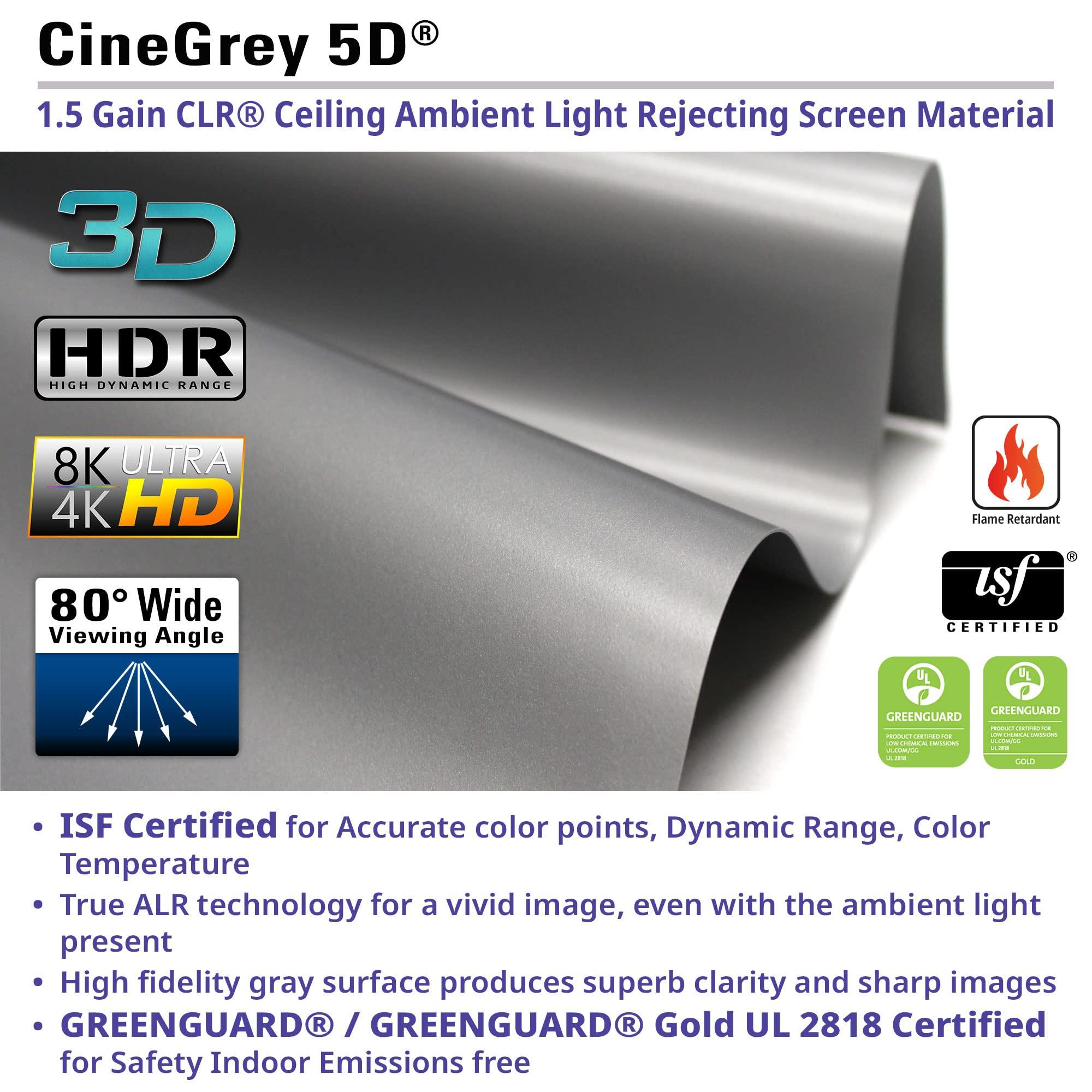 Elite Screens Elite Screens Aeon CineGrey 5D 115-Inch 16:9 Edge-Free CLR/ALR Projector Screen Ceiling & Ambient Light Rejecting Fixed Frame Screen for Home Theater and Movies, AR115DHD5