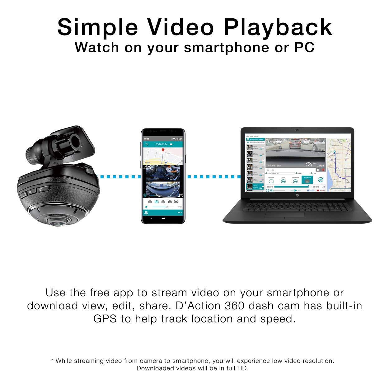 Razo RAZO DC3000A d’Action 360, 360 Degree Dash Cam: 4K Dash Camera for Car with Built-in WiFi and GPS, Sony Video Sensor, WDR, 3-Axis G-Sensor, Stereo Microphone, Complete Car Camera Video Security