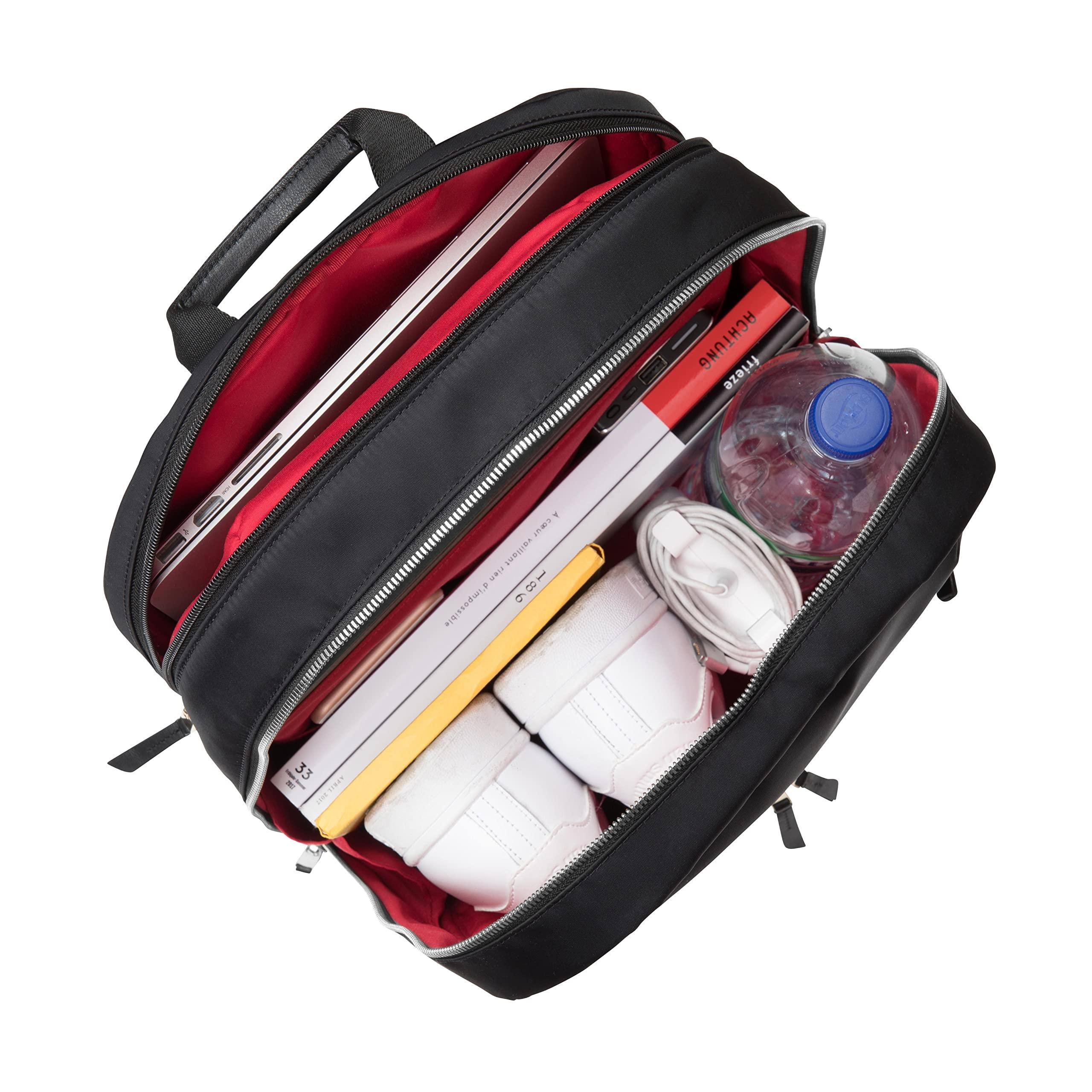 KNOMO KNOMO Beaufort 15.6" Laptop Backpack Work Bag Purse Large Travel Rucksack with Silver Zip, Black