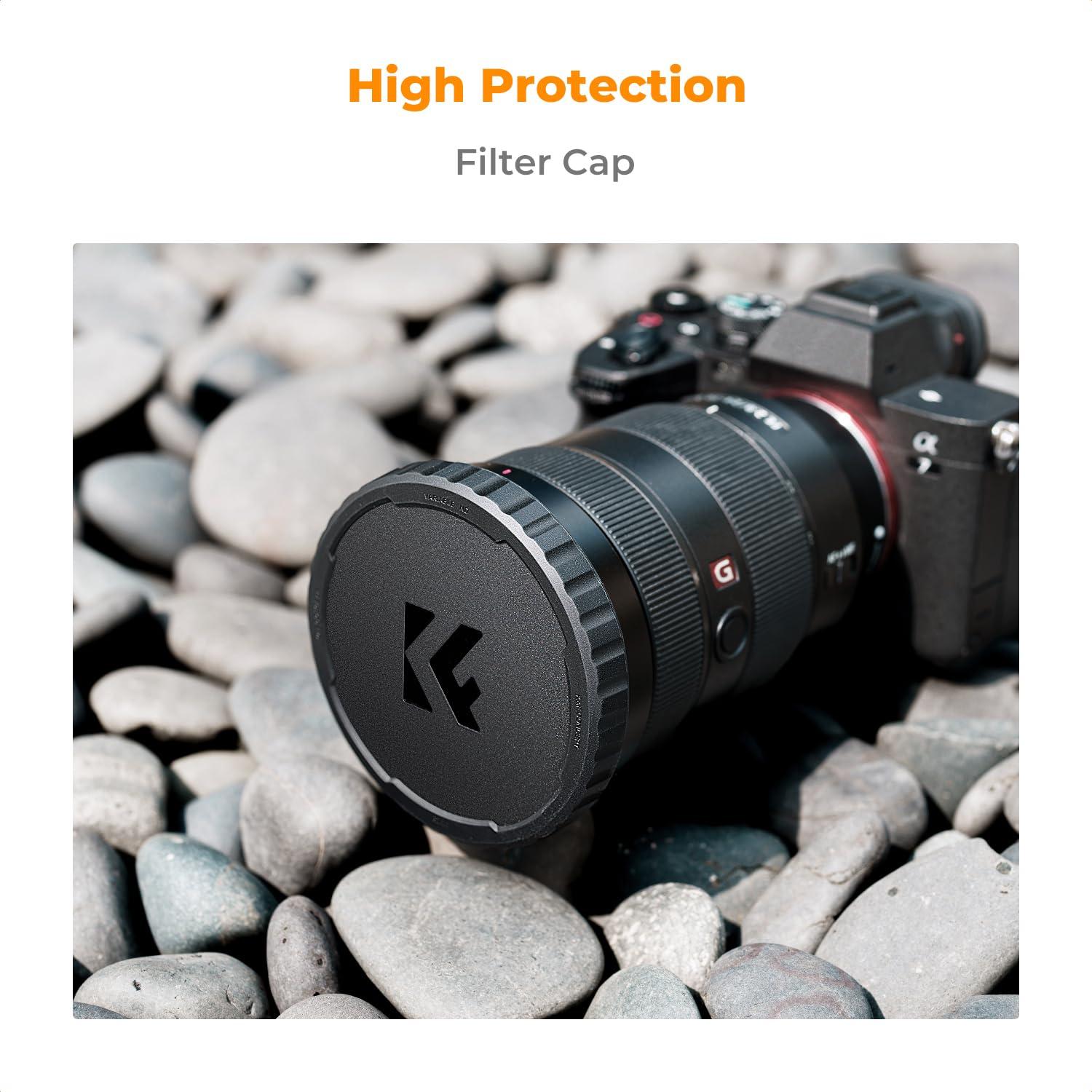 K&F Concept 67mm Variable ND2-400 & Filter Cap Kit, 1-9 Stops Variable Neutral Density TPU Lens Filter Cap Set