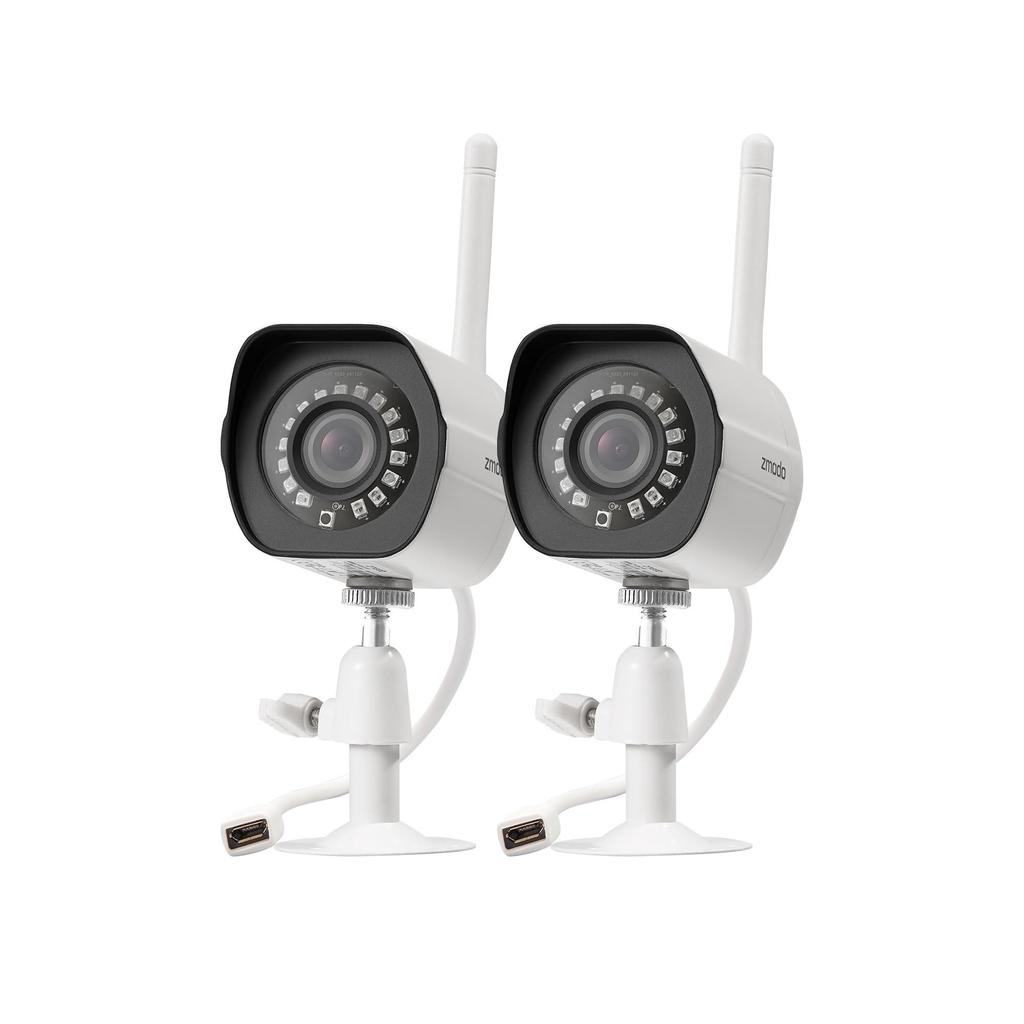 Zmodo Zmodo Outdoor Security Camera Wireless (2 Pack), 1080p Full HD Home Security Camera System, Works with Alexa and Google Assistant, Silver (ZM-W0002-2)