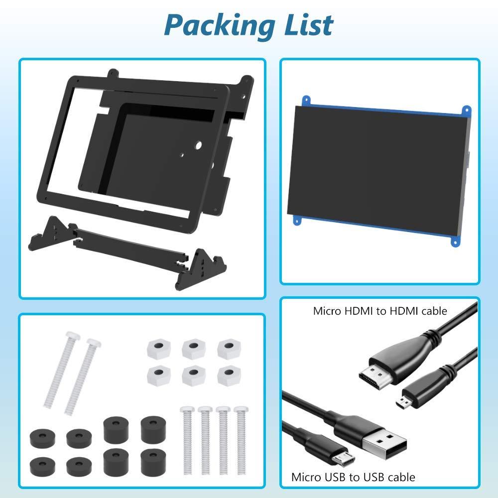 CUQI 7 Inch Touch Screen Monitor for Raspberry Pi, Portable IPS Display HDMI 1024 * 600 Touchscreen with Acrylic Case, Second Monitor for Gaming Consoles/PC/Camera/Win OS