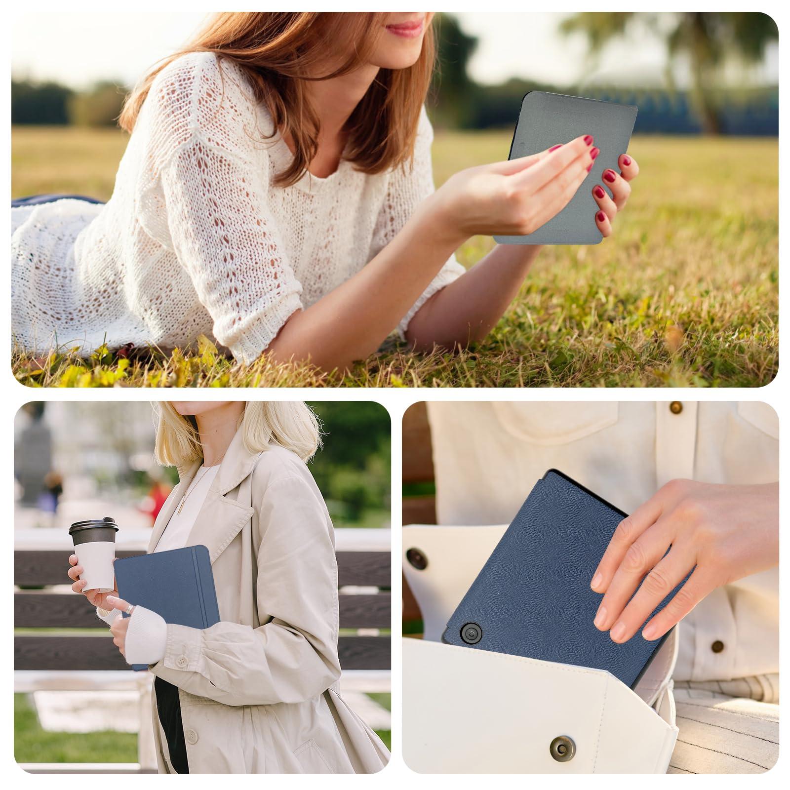 Caweet Caweet Case for Kobo Libra Colour (Model:N428, 2024 Release), Ultra Lightweight PU Leather Shell Cover with Auto Wake/Sleep, Blue