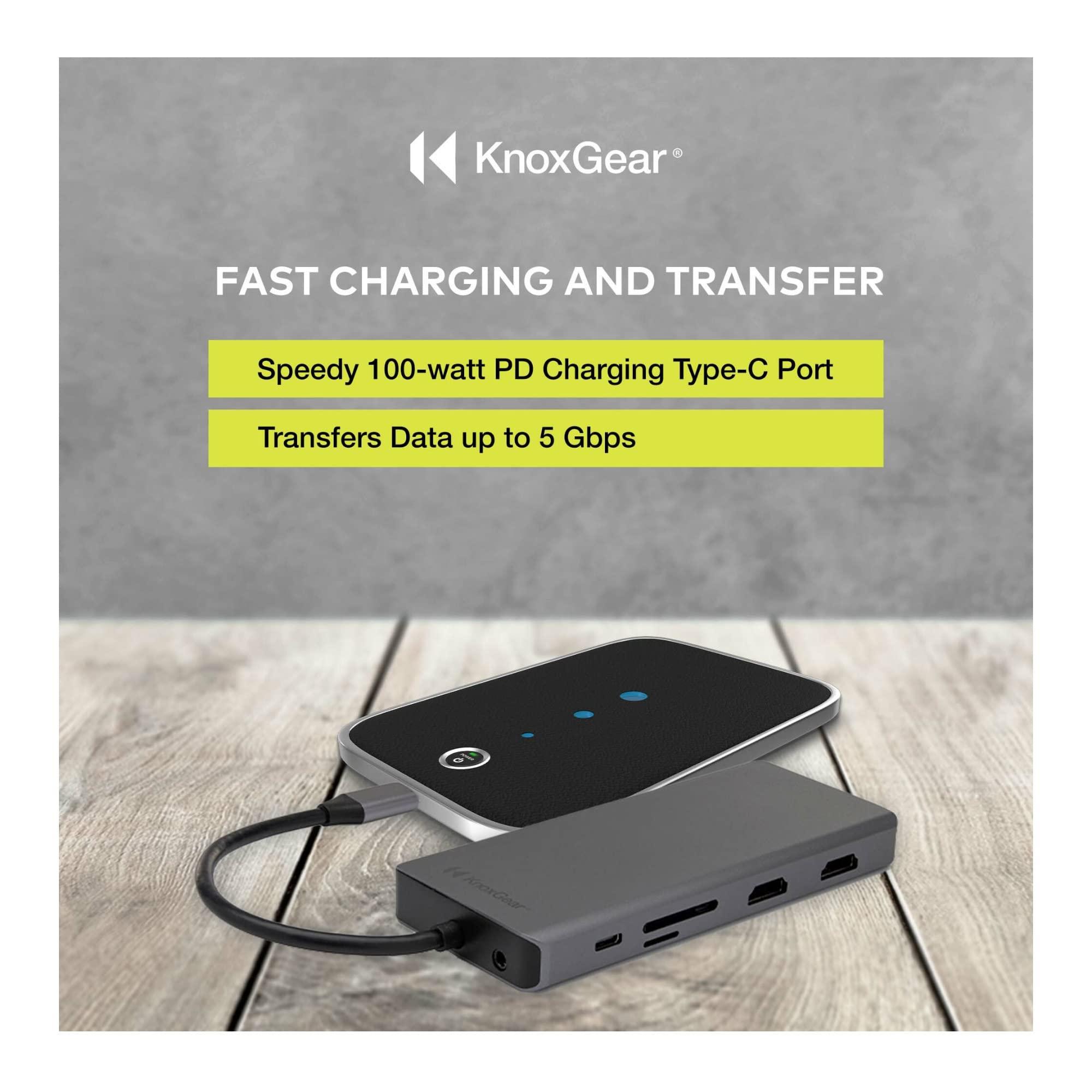 Knox Gear Knox Gear Kernel 13-in-1 USB-C Power Delivery Charging Port Hub, USB C Hub, 2 HDMI Ports, SD and MicroSD Card Slots, Data Transfer Rate of 5 Gbps, Multiport Adapter Compatible with Mac and PC Devices