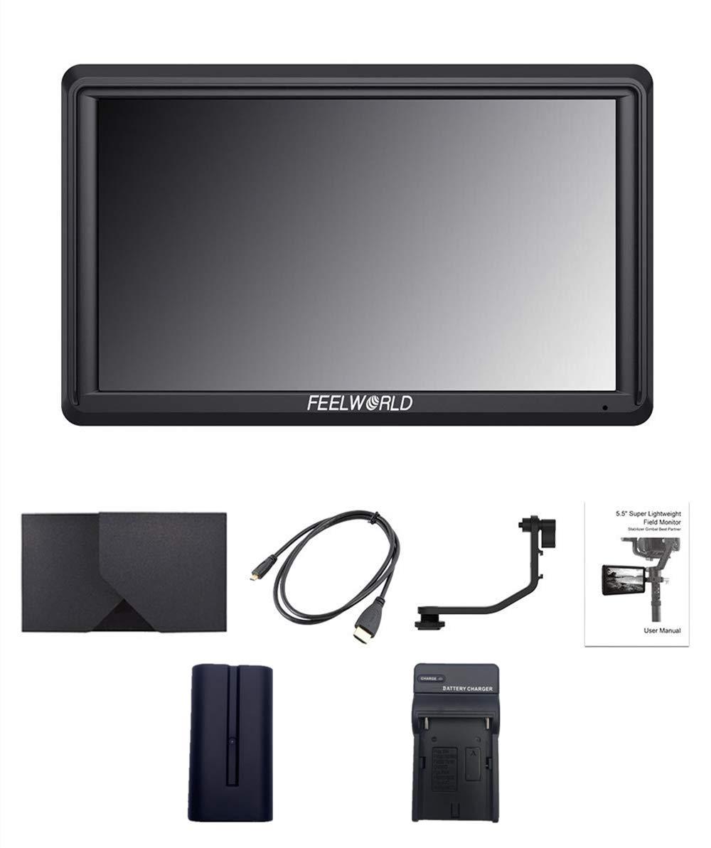 FEELWORLD FEELWORLD FW568 5.5 Inch 4K DSLR Camera Field Monitor IPS Full HD 1920x1080 Support HDMI Input Output Tilt Arm with Battery and Charger