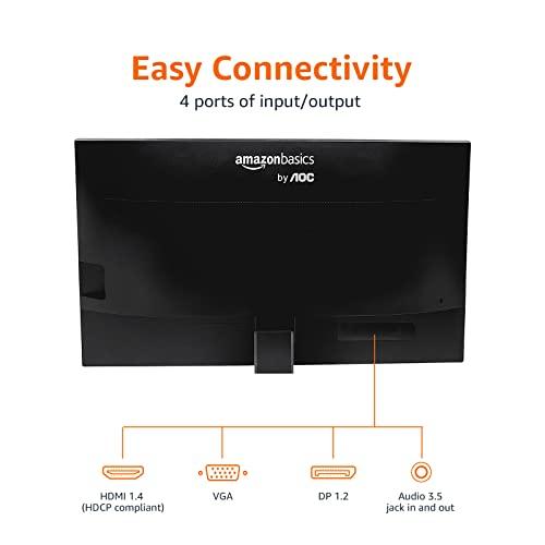 Amazon Basics Amazon Basics 24-inch IPS Monitor 75 Hz Powered with AOC Technology FHD 1080P HDMI, Display Port and VGA Input VESA Compatible Built-in Speakers for Office and Home, Black