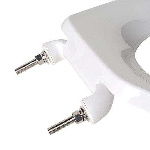 Bath Décor Bath Décor 4F1E3SSC-00 Commercial Heavy Duty Self-Sustaining Elongated Open Front Less Cover Toilet Seat with 304 Stainless Steel Hinge
