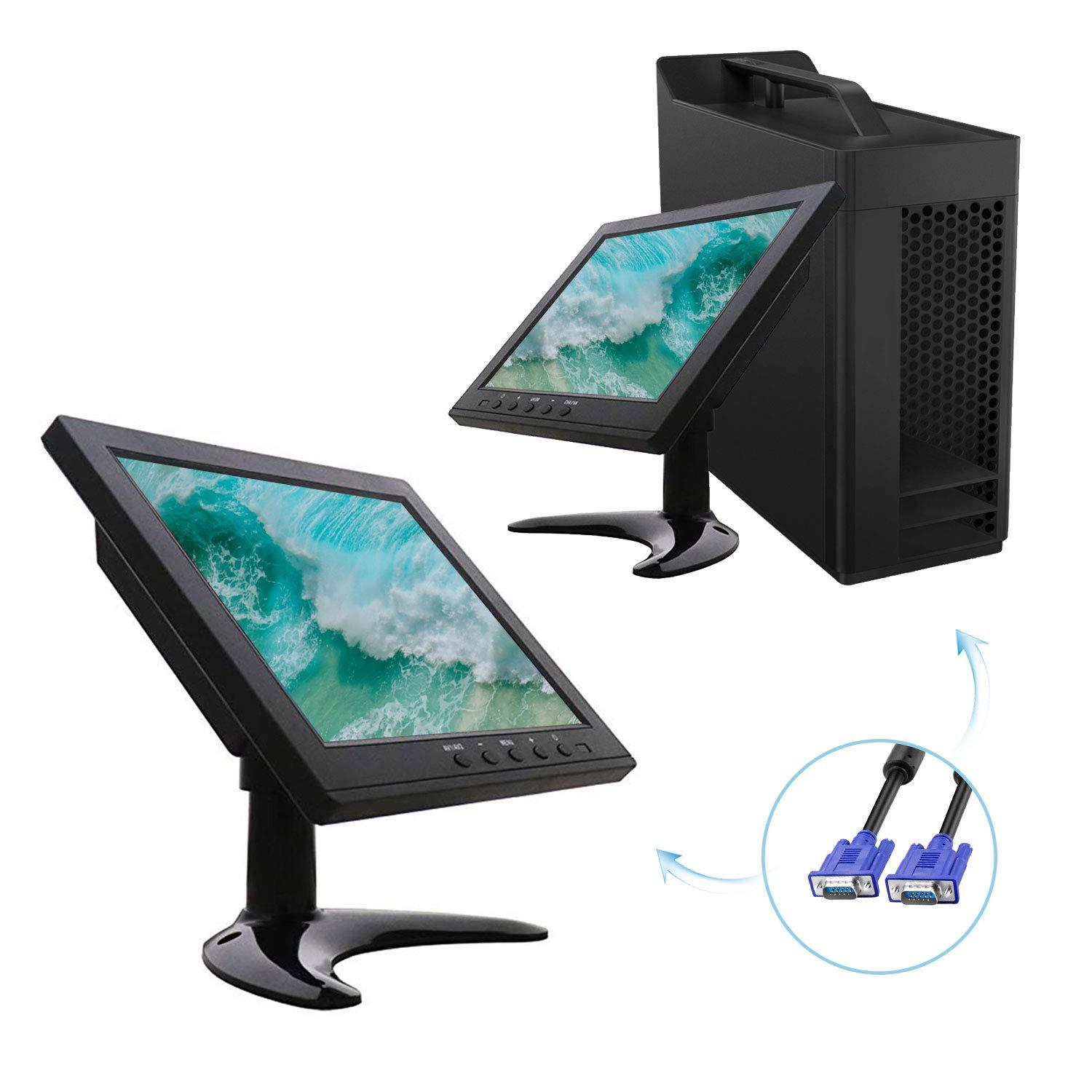 WHOLEV WHOLEV Security Monitor 8\" CCTV Monitor 1024x768 FHD with Remote Control, PC Monitor with VGA HDMI BNC AV USB Input, Built-in Speaker 178 Wide Angle for Raspberry Pi Game Computer Monitor