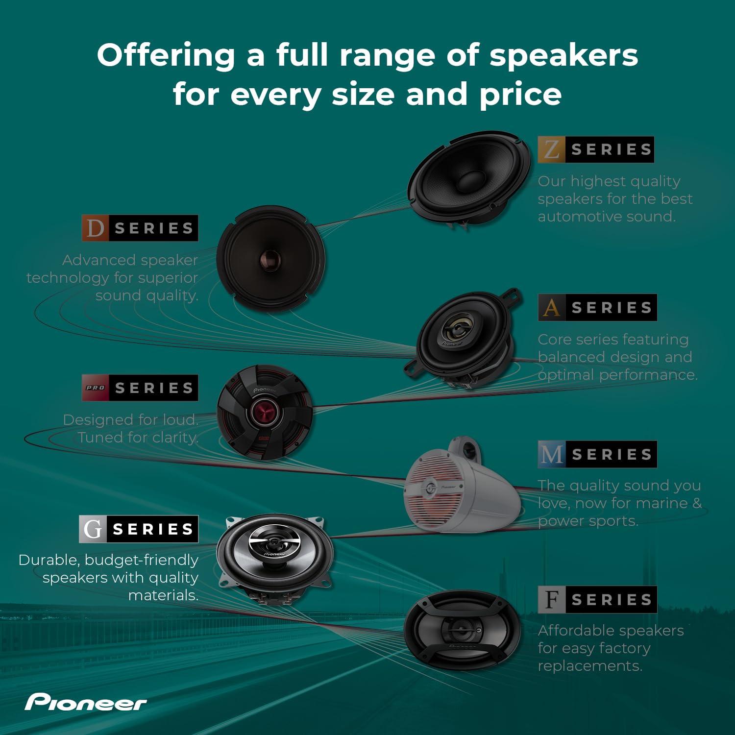 PIONEER Pioneer TS-G1620F, 2-Way Car Audio Speakers, Full Range, Clear Sound Quality, Easy Installation and Enhanced Bass Response, 6.5 speakers