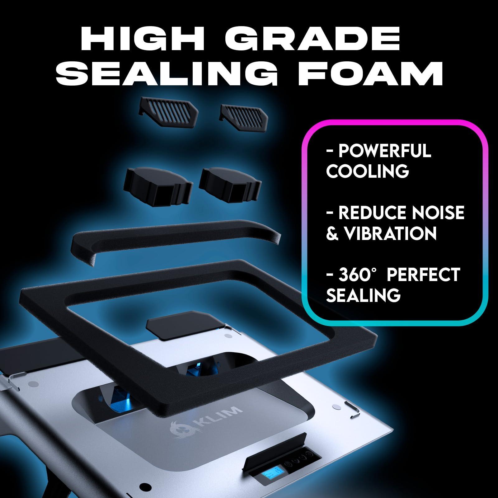 KLIM KLIM Everest Laptop Cooling Pad | New Version 2024 | Powerful Turbo-Fan 4300 RPM Laptop Cooler | Sealed Foam for Maximum Performance | Avoid Overheating and Protect Your Gaming Laptop | 14-17.3 in