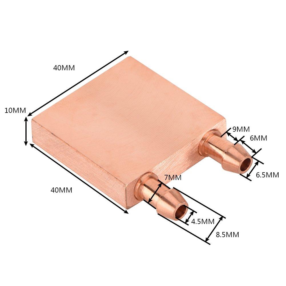Wisoqu Copper Water Cooling Block, CPU Cooling Block Liquid Water Cooler Heat Sink System for Graphics GPU Head CPU, 40mm X 40mm X 12mm
