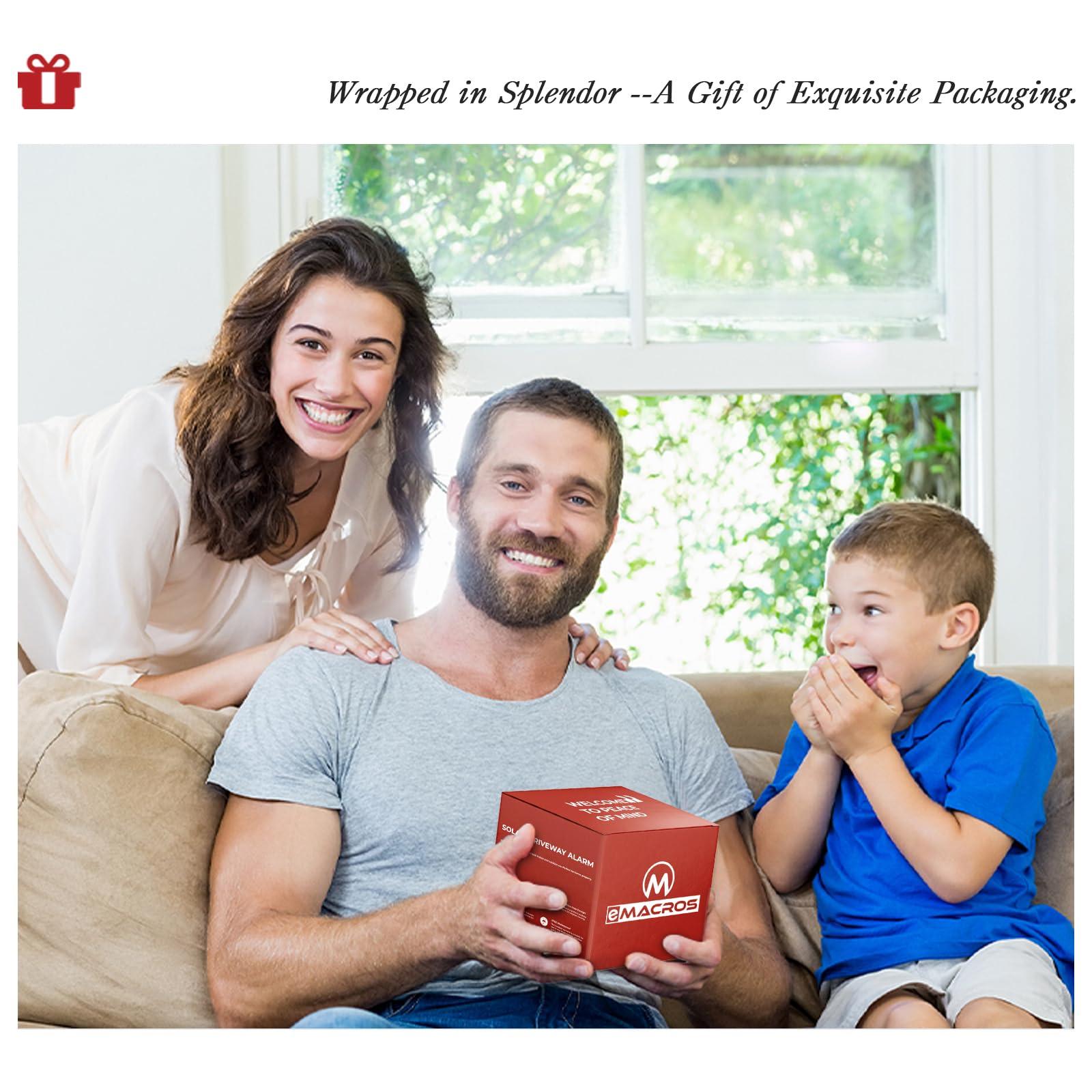 eMACROS eMACROS Long Range Solar Wireless Driveway Alarm Outdoor Weather Resistant Motion Sensor & Detector-Security Alert System-Monitor & Protect Outside Property