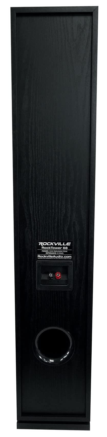 Rockville Rockville RockTower 68B Passive Tower Speaker, 8 Ohm, Black, High-Fidelity Sound, Detachable Grille, 3-Way, 6.5", 500W, MDF, Perfect for Home Audio